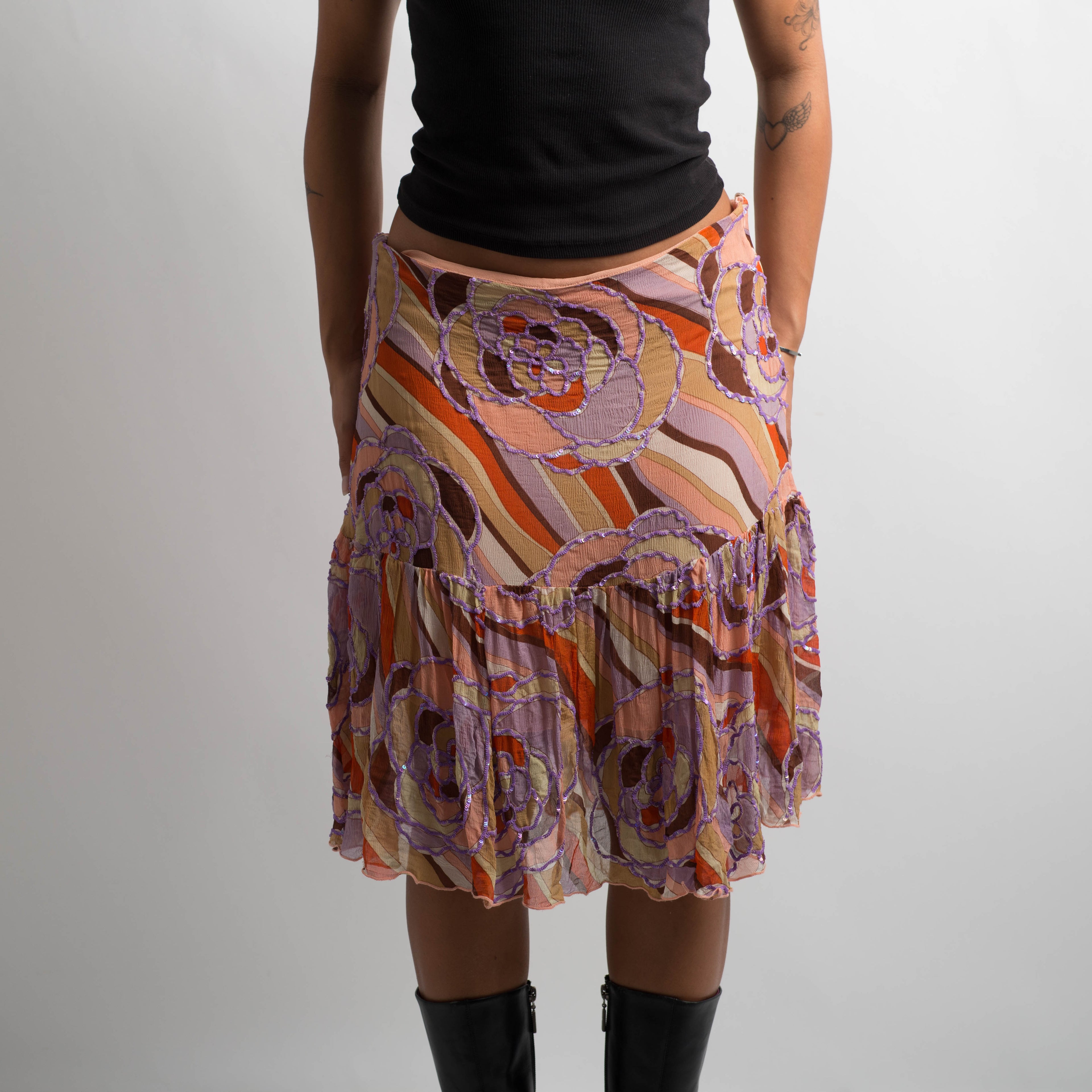 SILK SEQUIN MIDI SKIRT