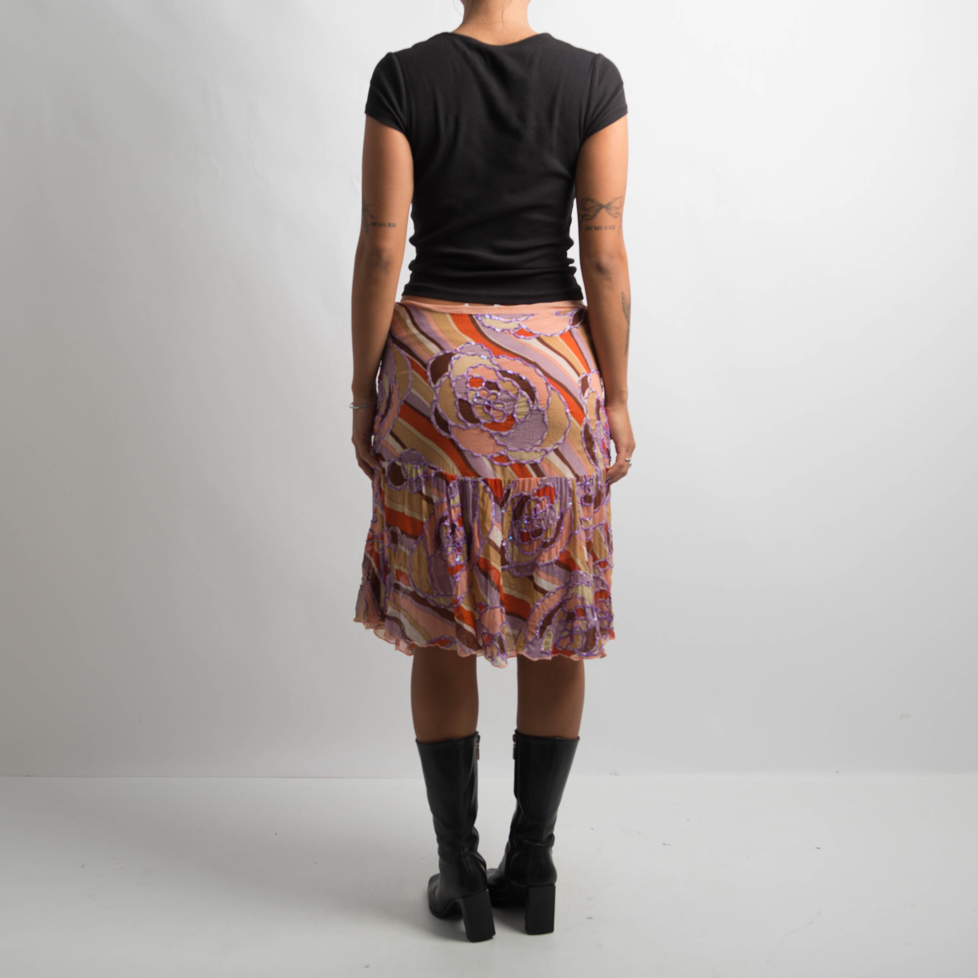 SILK SEQUIN MIDI SKIRT