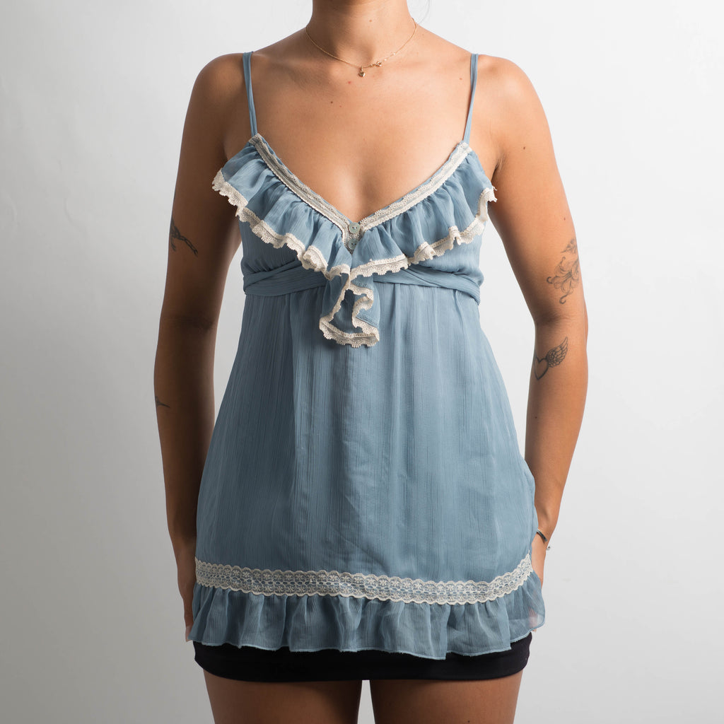 BLUE RUFFLE CAMISOLE