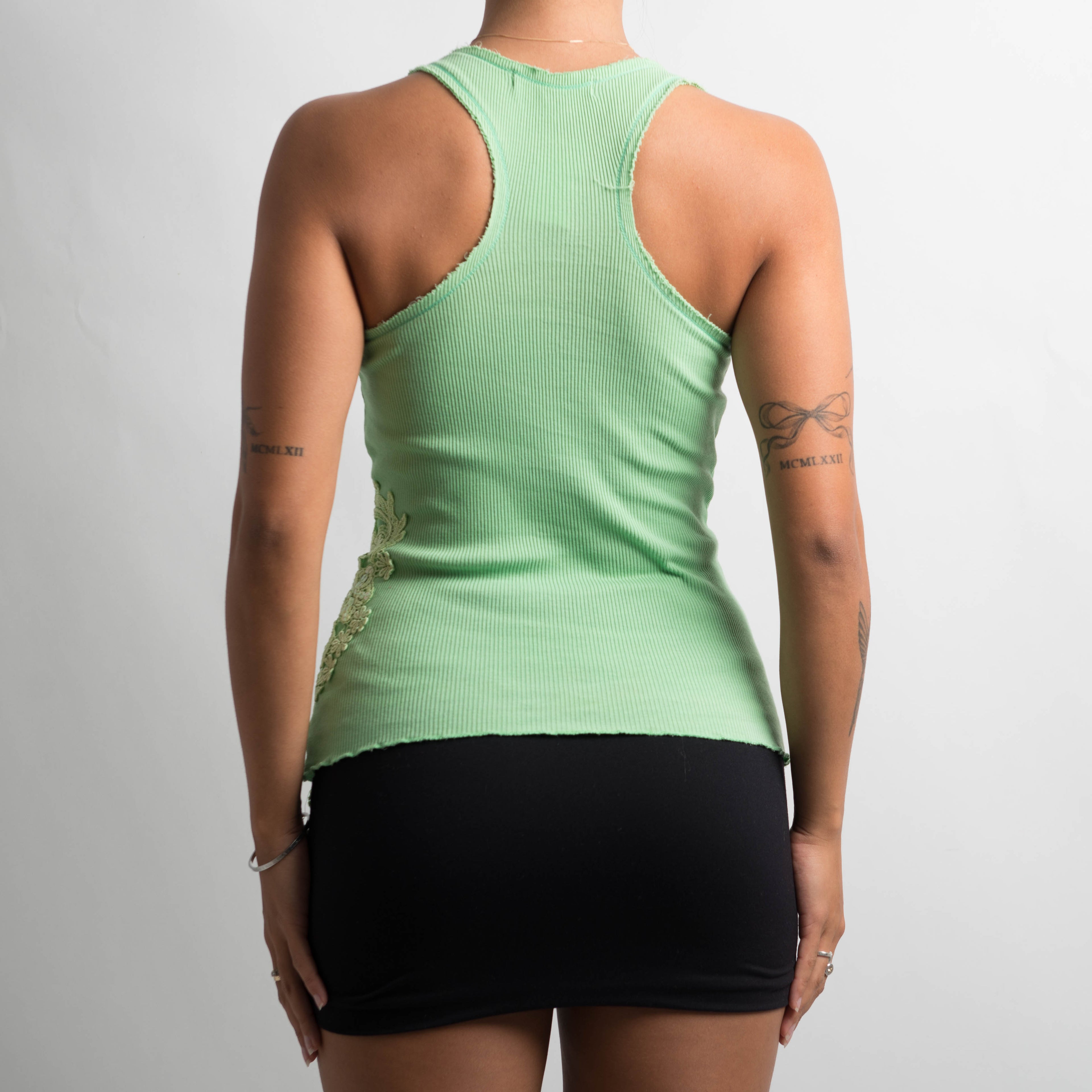 GREEN RIBBED TANK TOP