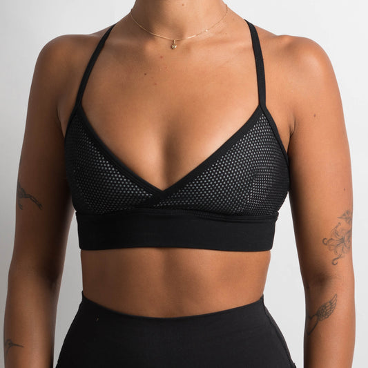 BLACK MESH SPORTS BRA