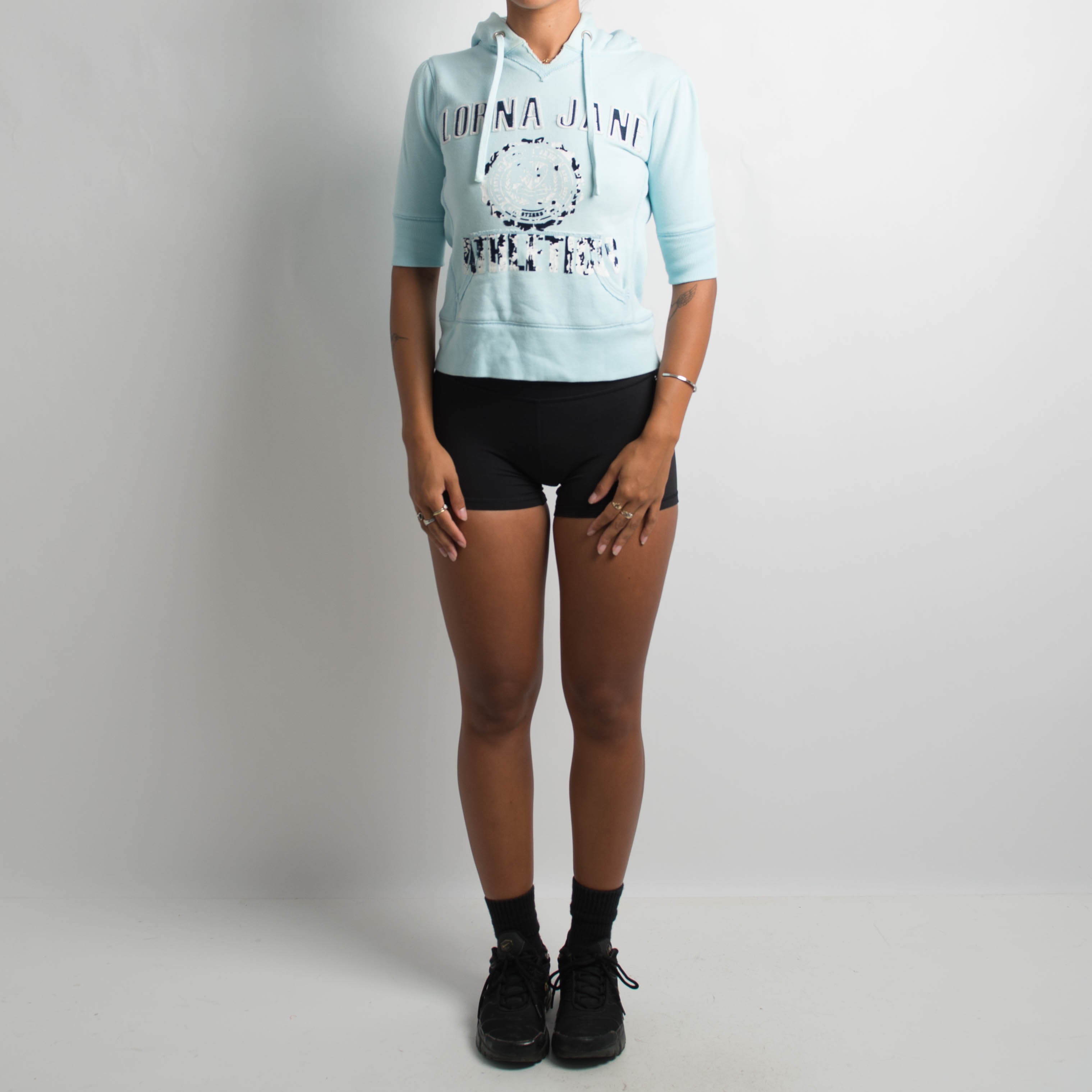 BLUE 1/2 SLEEVE HOODIE