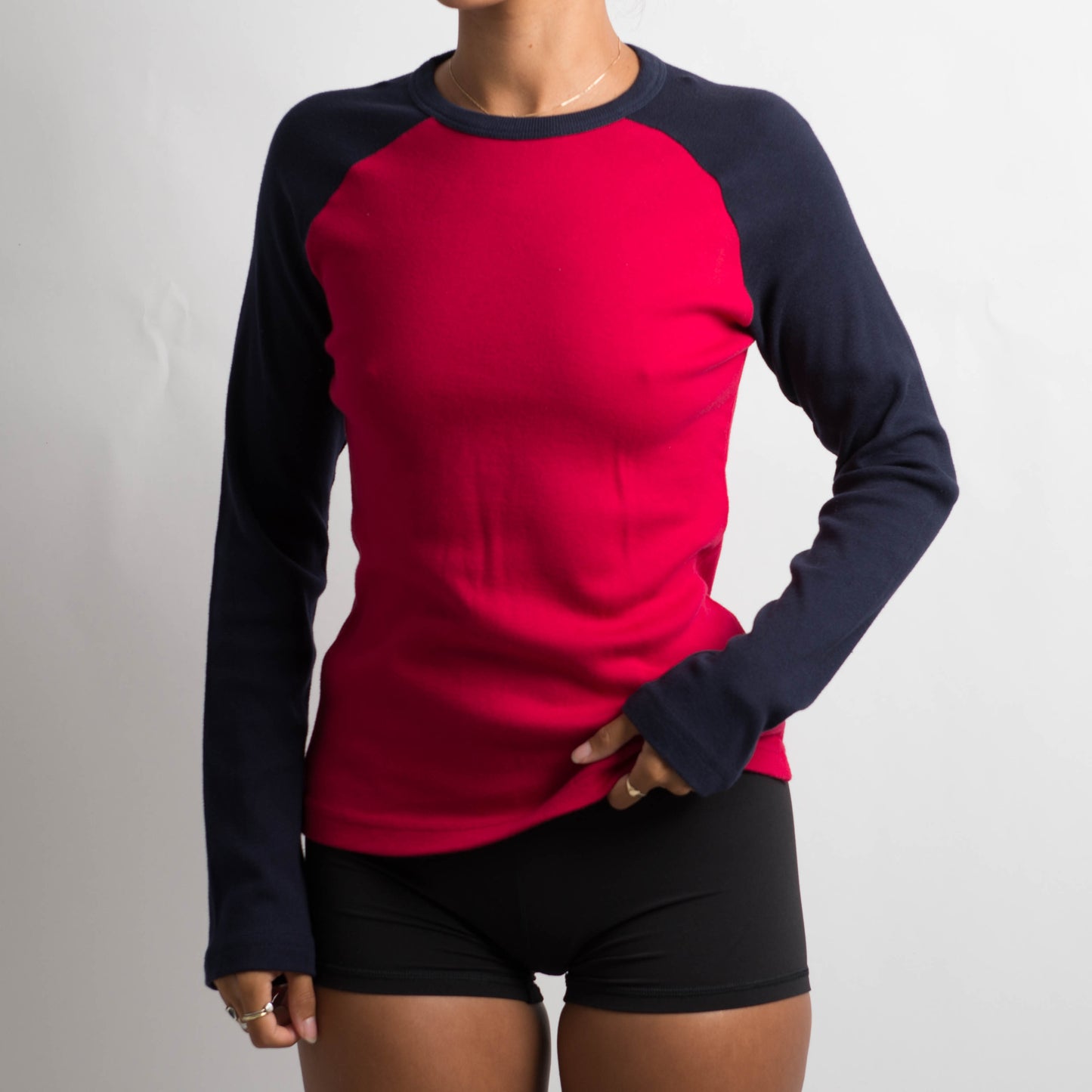 RED RAGLAN LONG SLEEVE