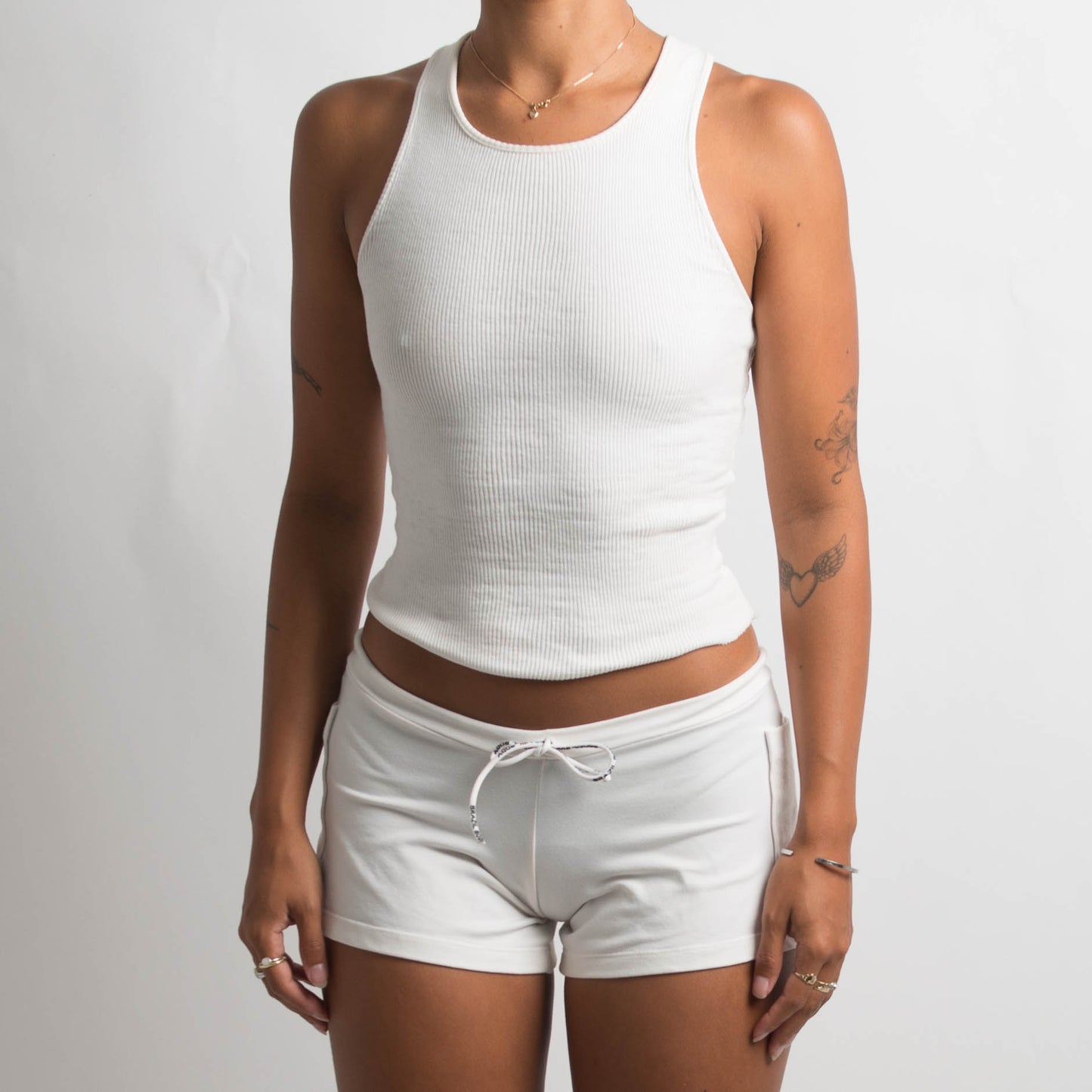 WHITE POCKET MINI SHORTS