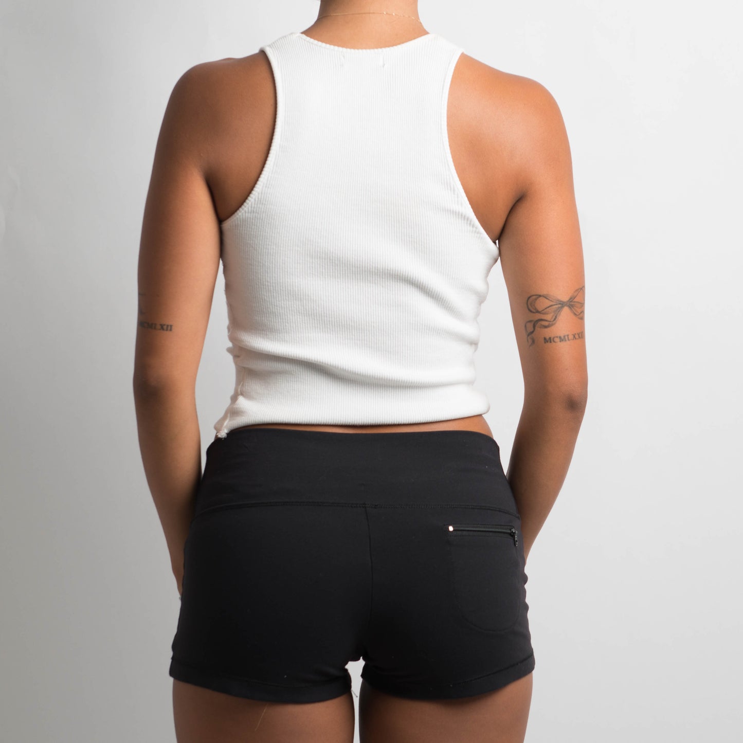 BLACK DRAWSTRING MINI SHORTS