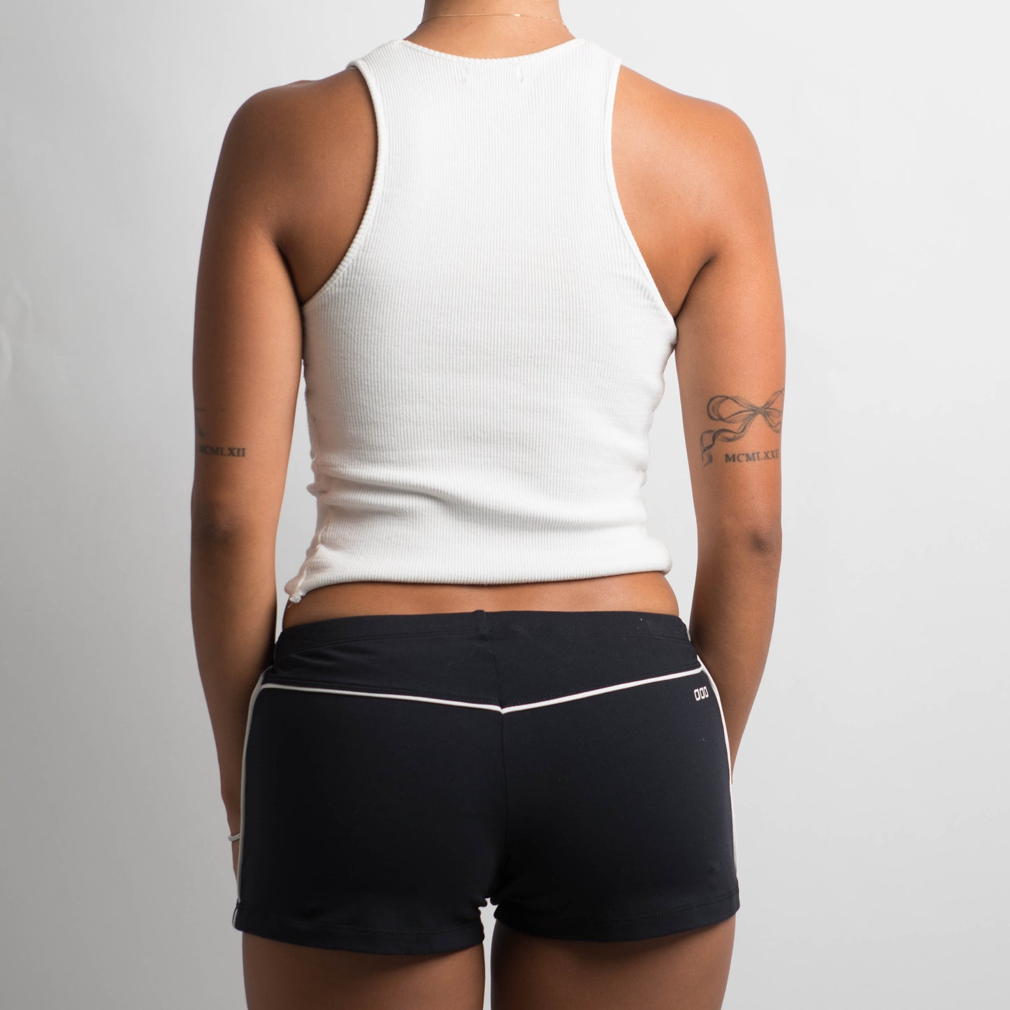 BLACK DRAWSTRING MINI SHORTS