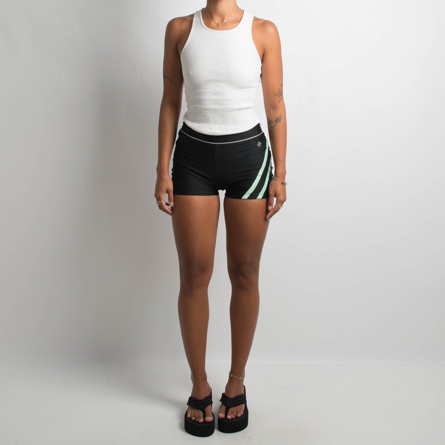 BLACK STRIPE BIKE SHORTS