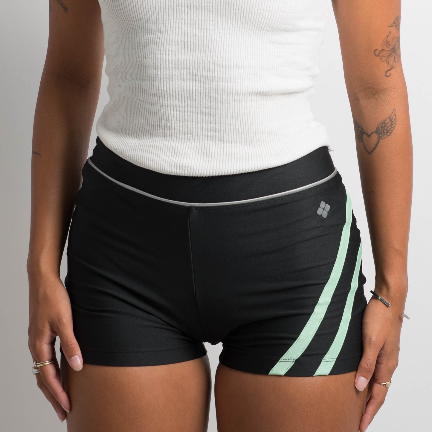 BLACK STRIPE BIKE SHORTS