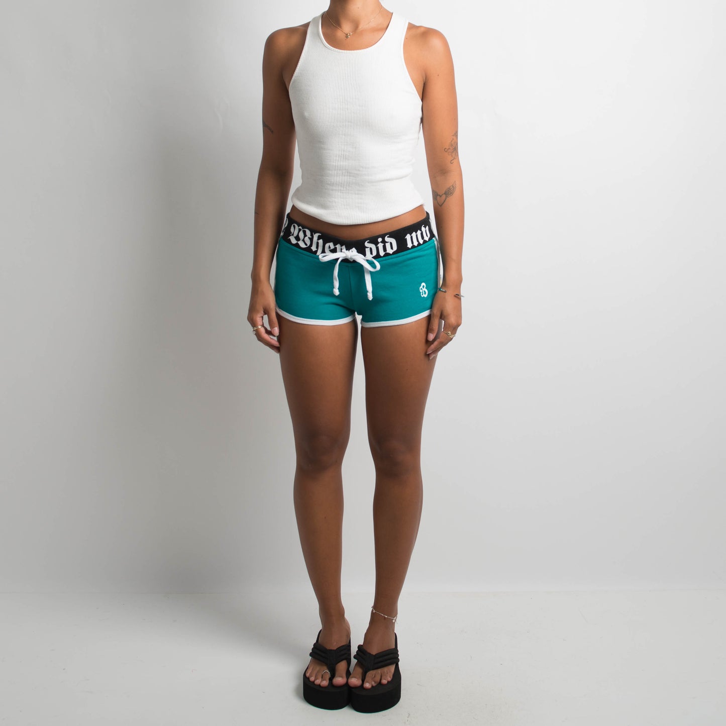 TURQUOISE MINI SHORTS