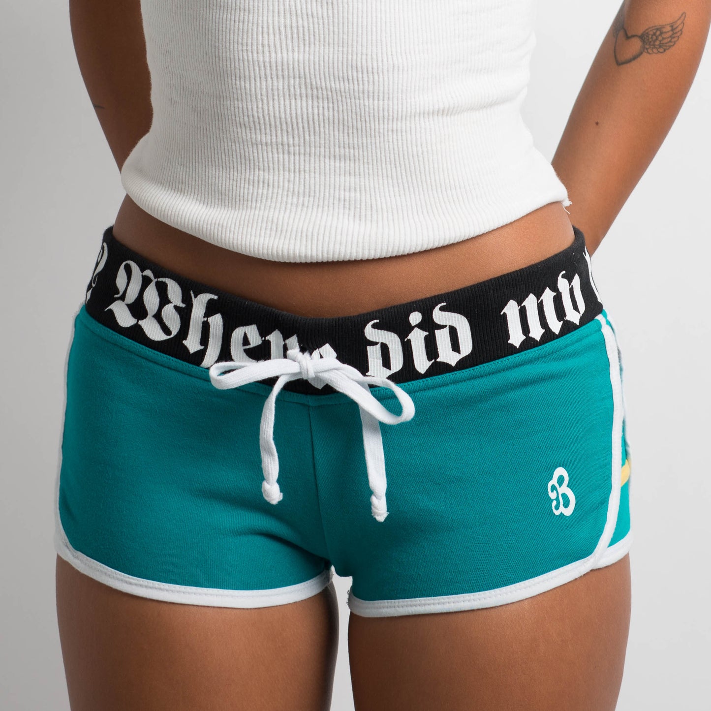 TURQUOISE MINI SHORTS