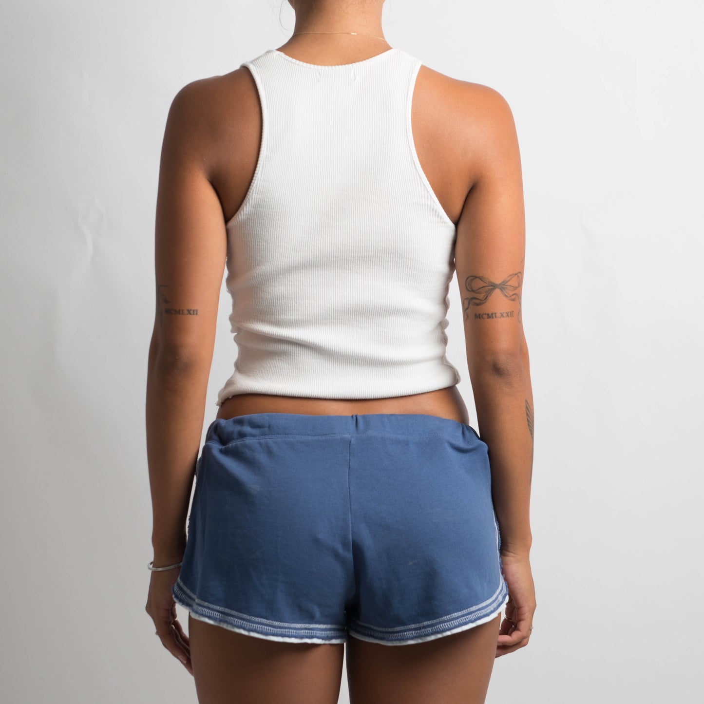 BLUE MINI SWEAT SHORTS