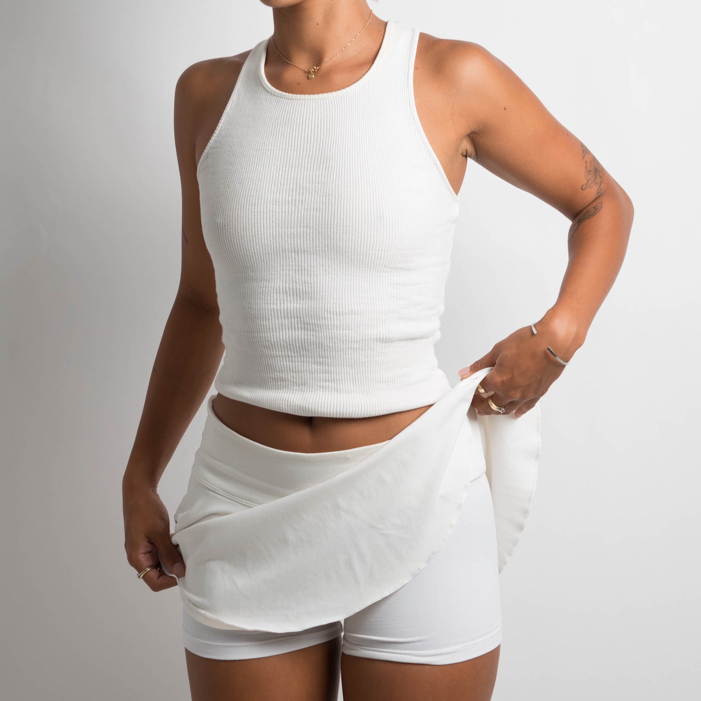 WHITE TENNIS SKORT