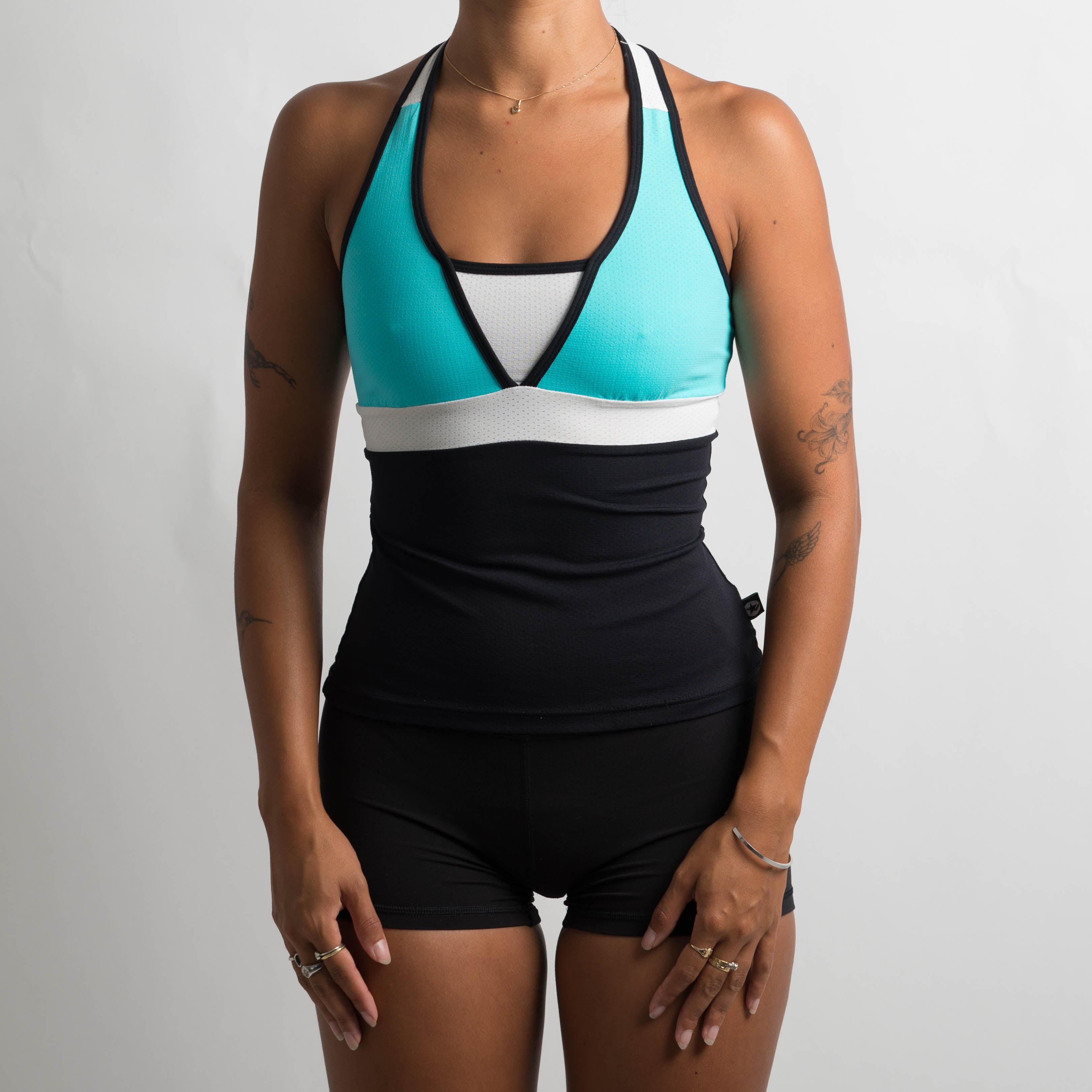 BLUE COLOURBLOCK TANK TOP