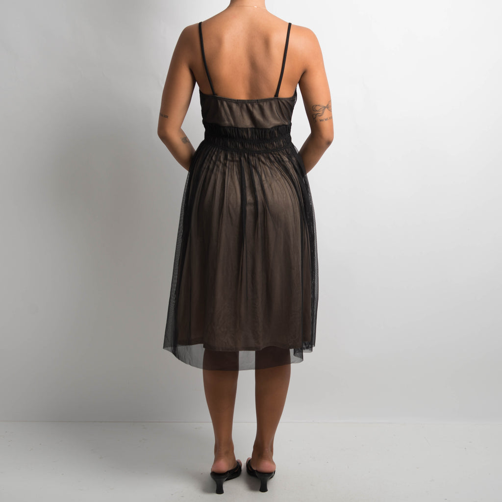 MESH BABYDOLL MIDI DRESS