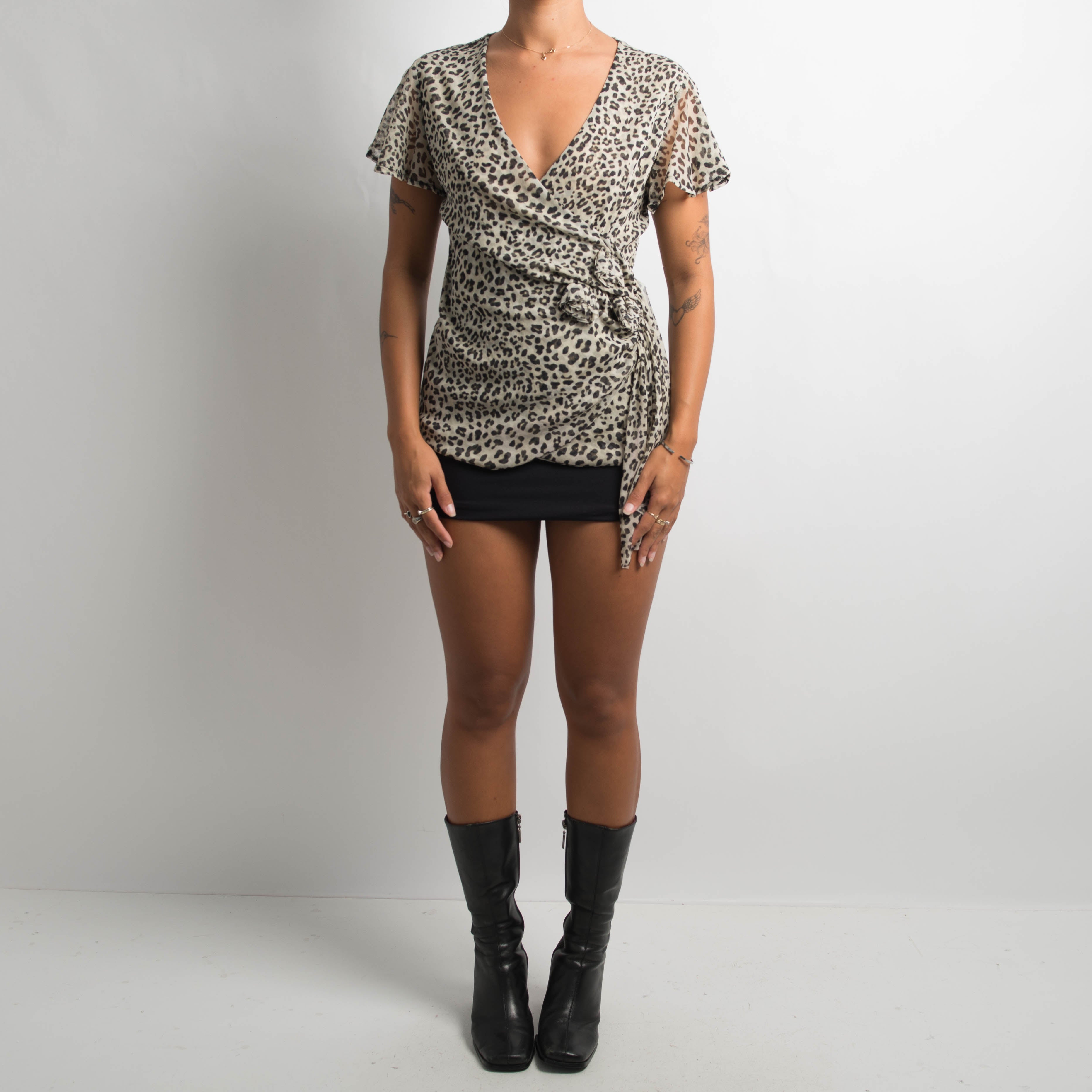 ANIMAL PRINT MESH TOP