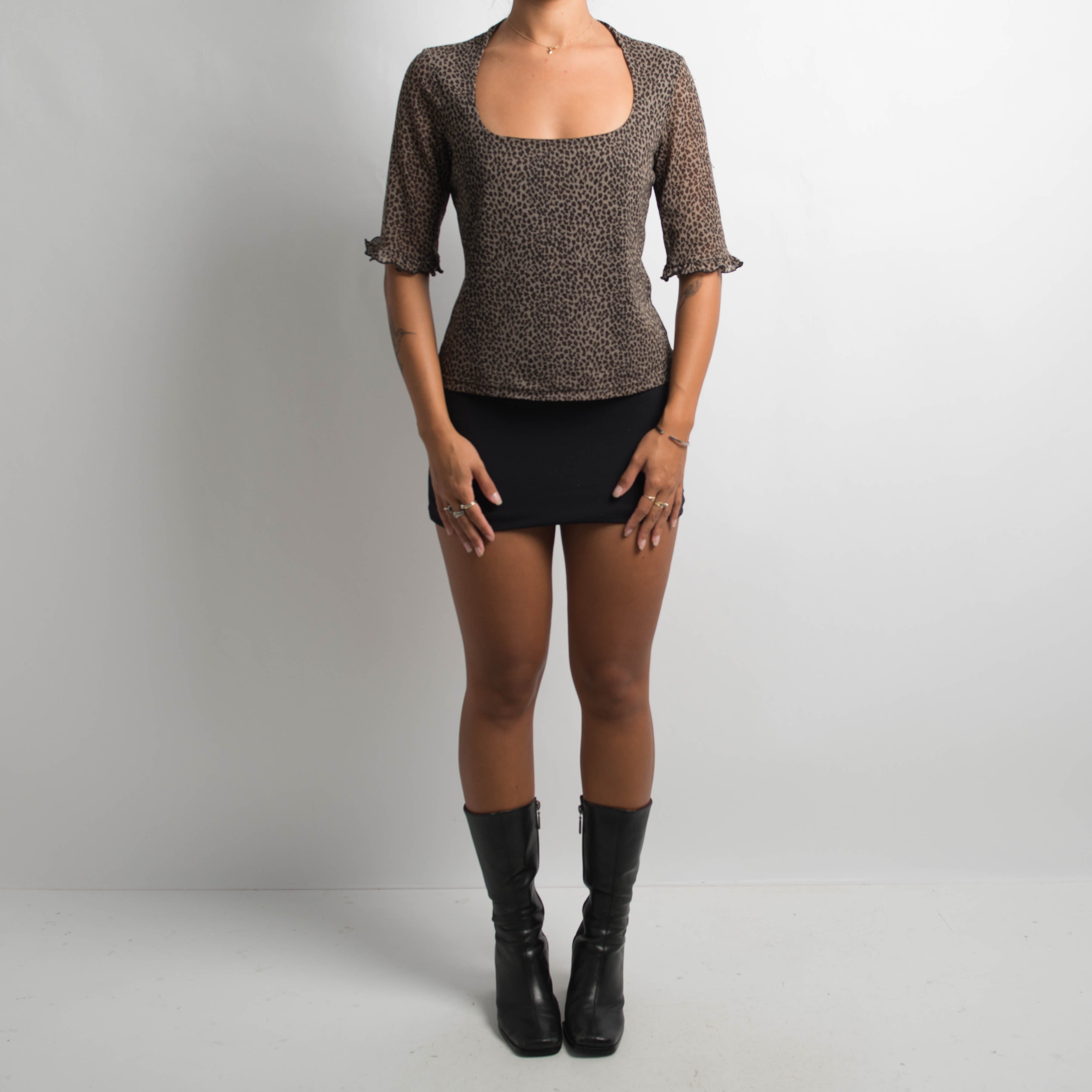 MESH ANIMAL PRINT TOP