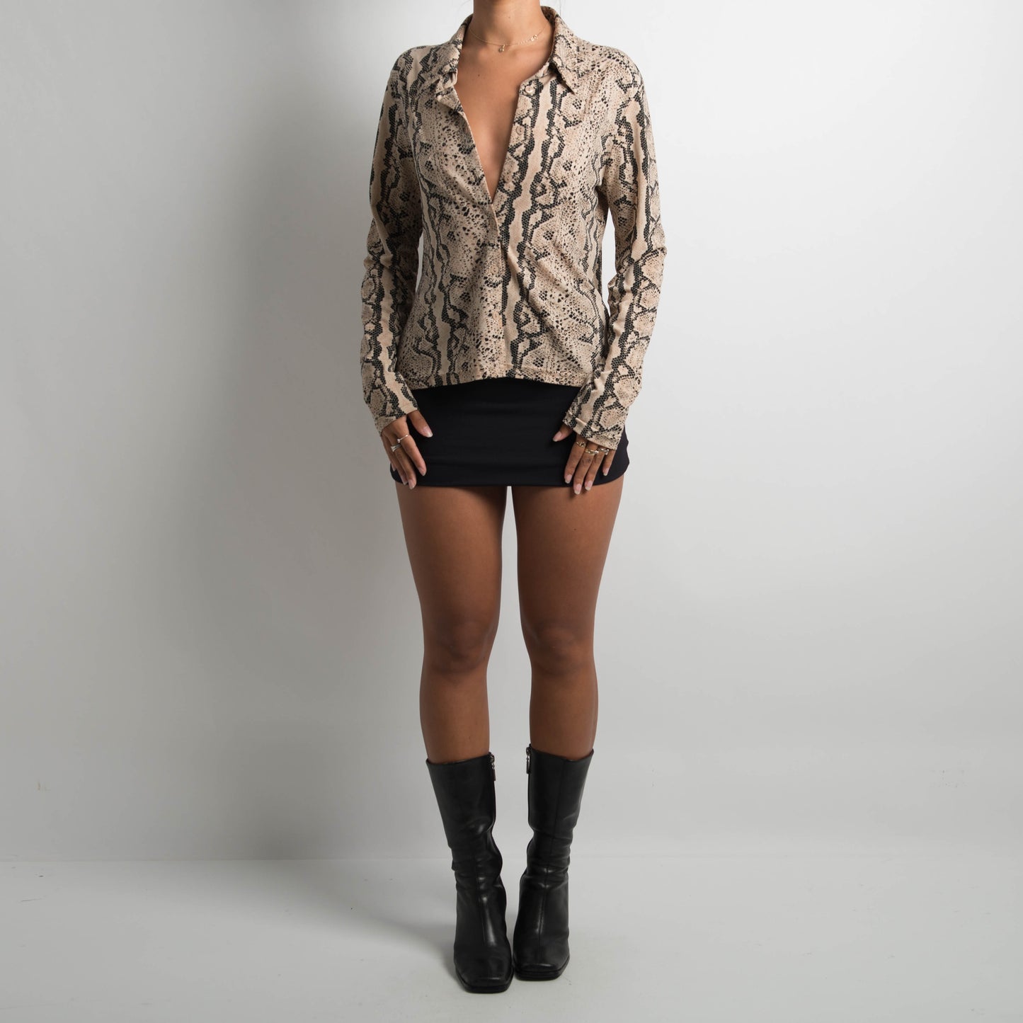 REPTILE PRINT LONG SLEEVE BLOUSE