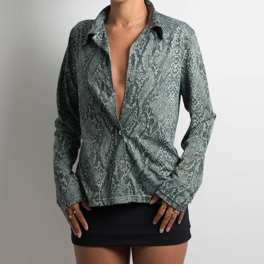 REPTILE PRINT LONG SLEEVE BLOUSE