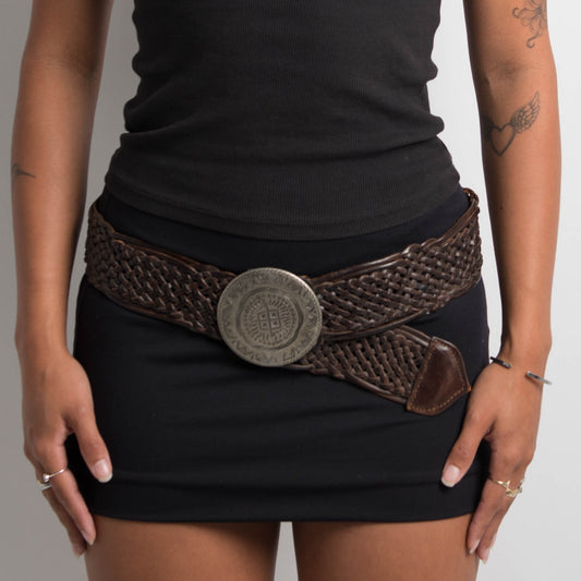 BROWN BRAIDED STATEMENT BELT