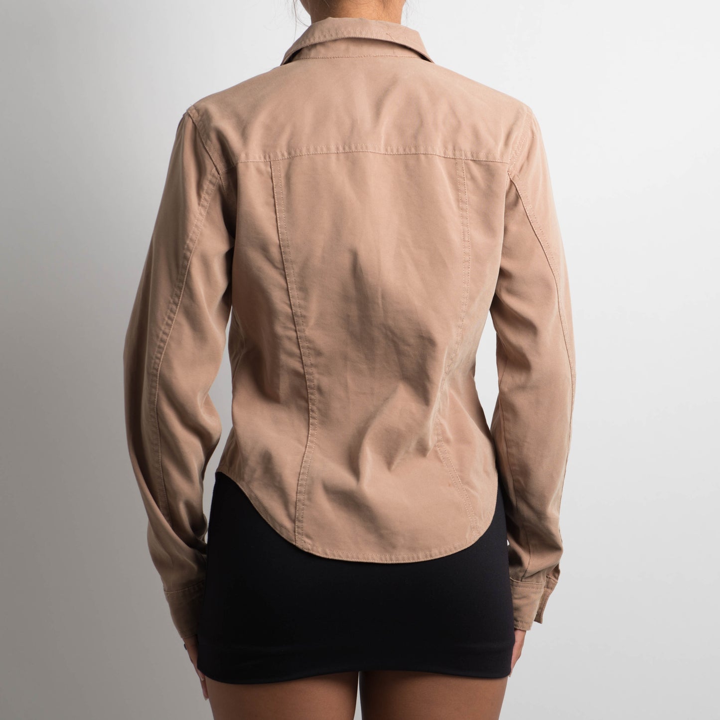 ZIP FRONT LONG SLEEVE BLOUSE