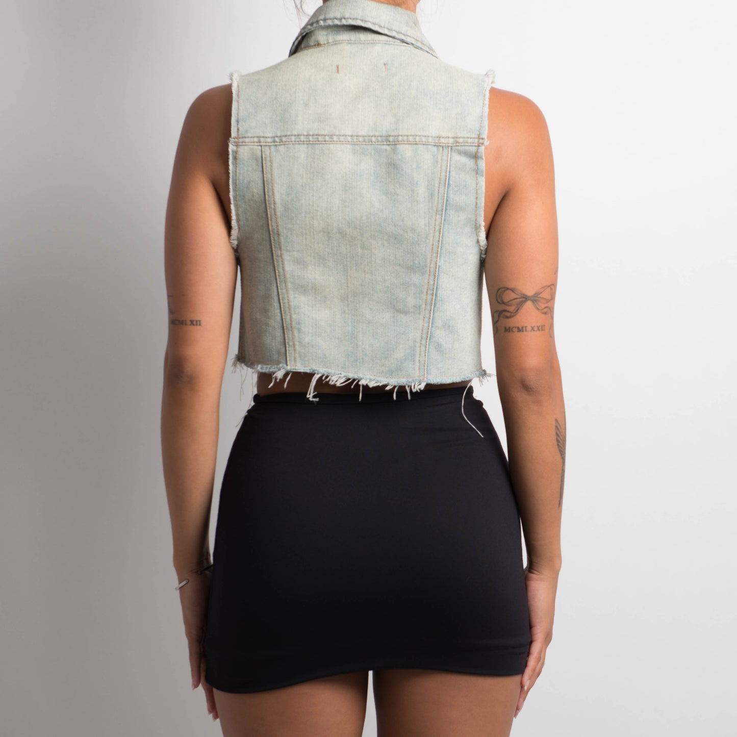 FADED CROPPED DENIM VEST