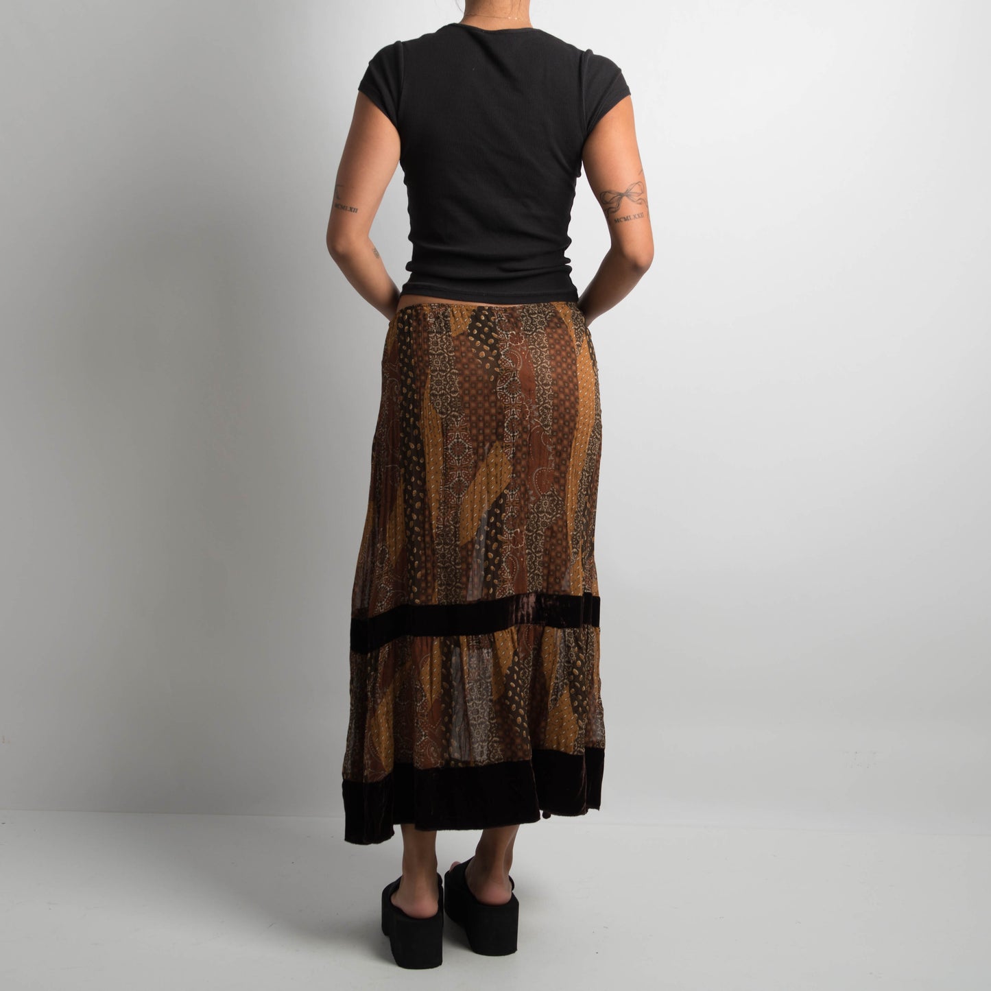 SHEER BROWN PAISLEY SKIRT