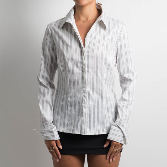 WHITE PINSTRIPE BLOUSE