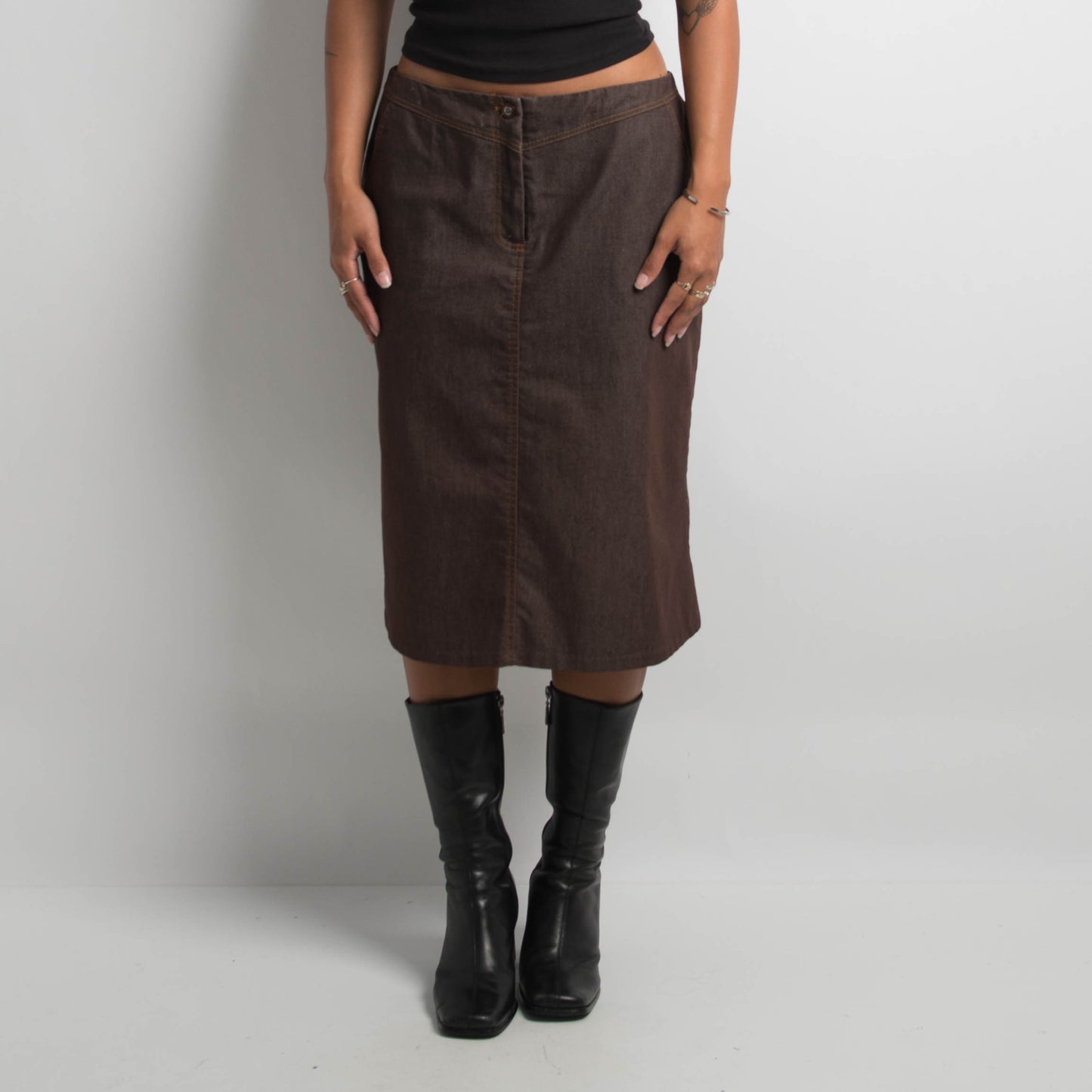 BROWN MIDI SKIRT