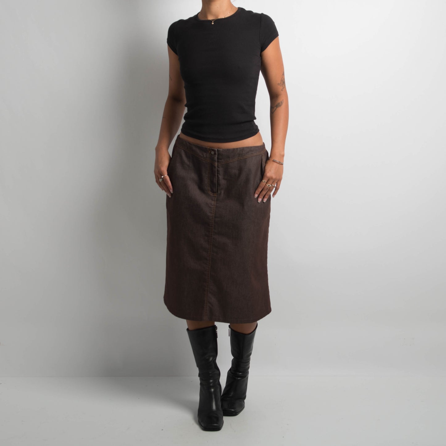 BROWN MIDI SKIRT