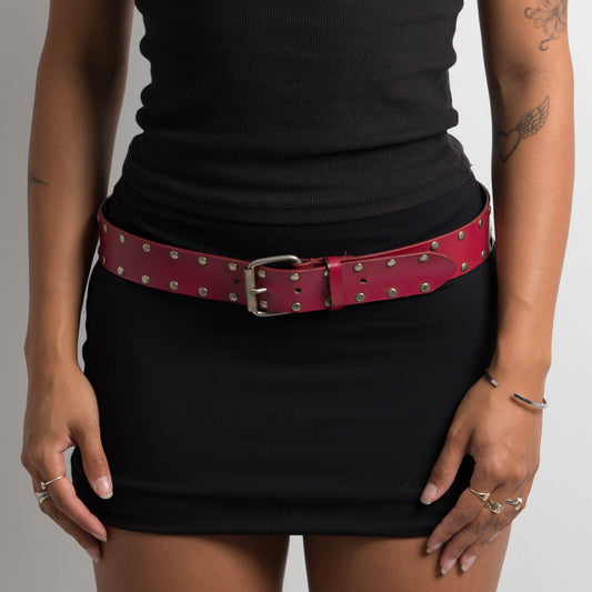 RASPBERRY PINK STUDDED BELT