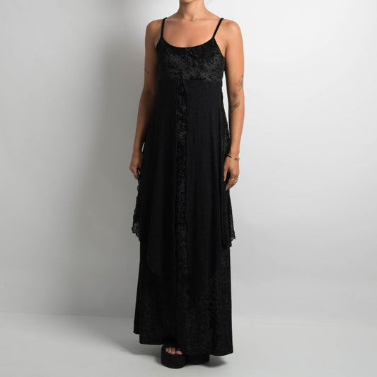 VELOUR BABYDOLL MAXI DRESS