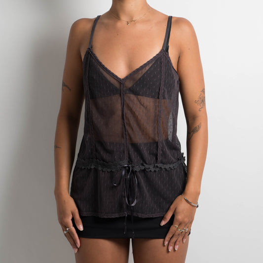 PURPLE SHEER LACE CAMISOLE