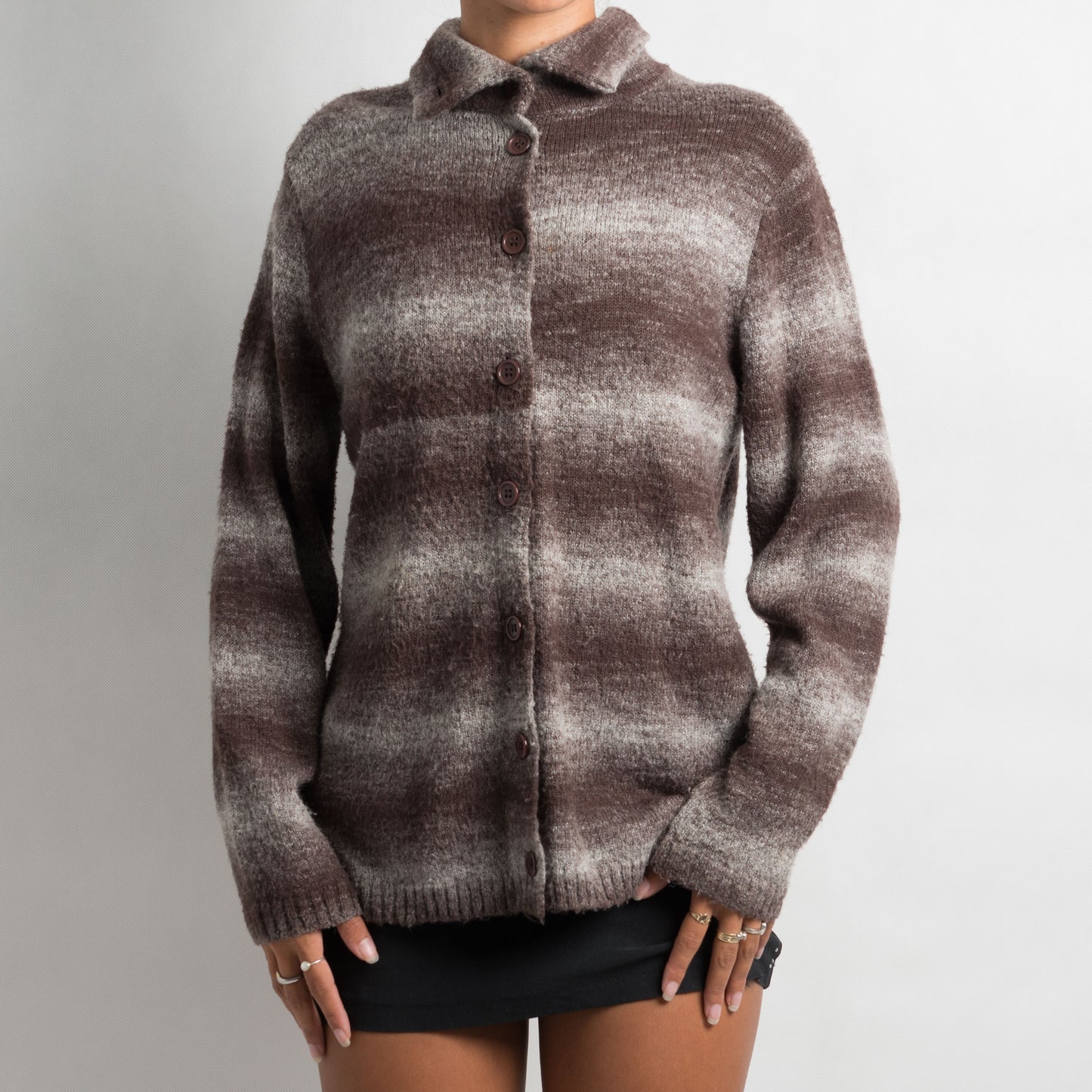 CARDIGAN EN MAILLE À COL RAYÉ