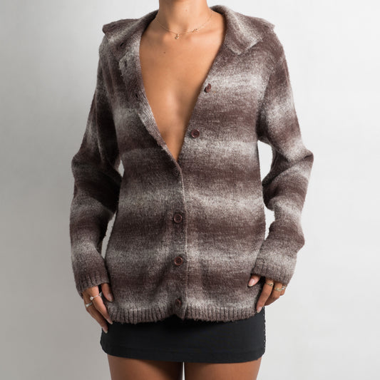 CARDIGAN EN MAILLE À COL RAYÉ