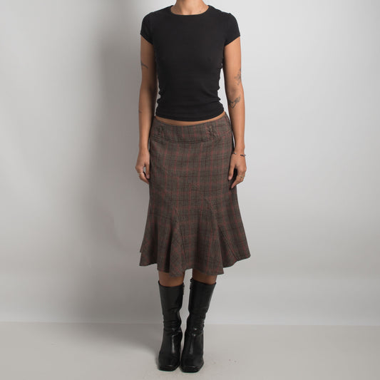 PLAID MIDI SKIRT