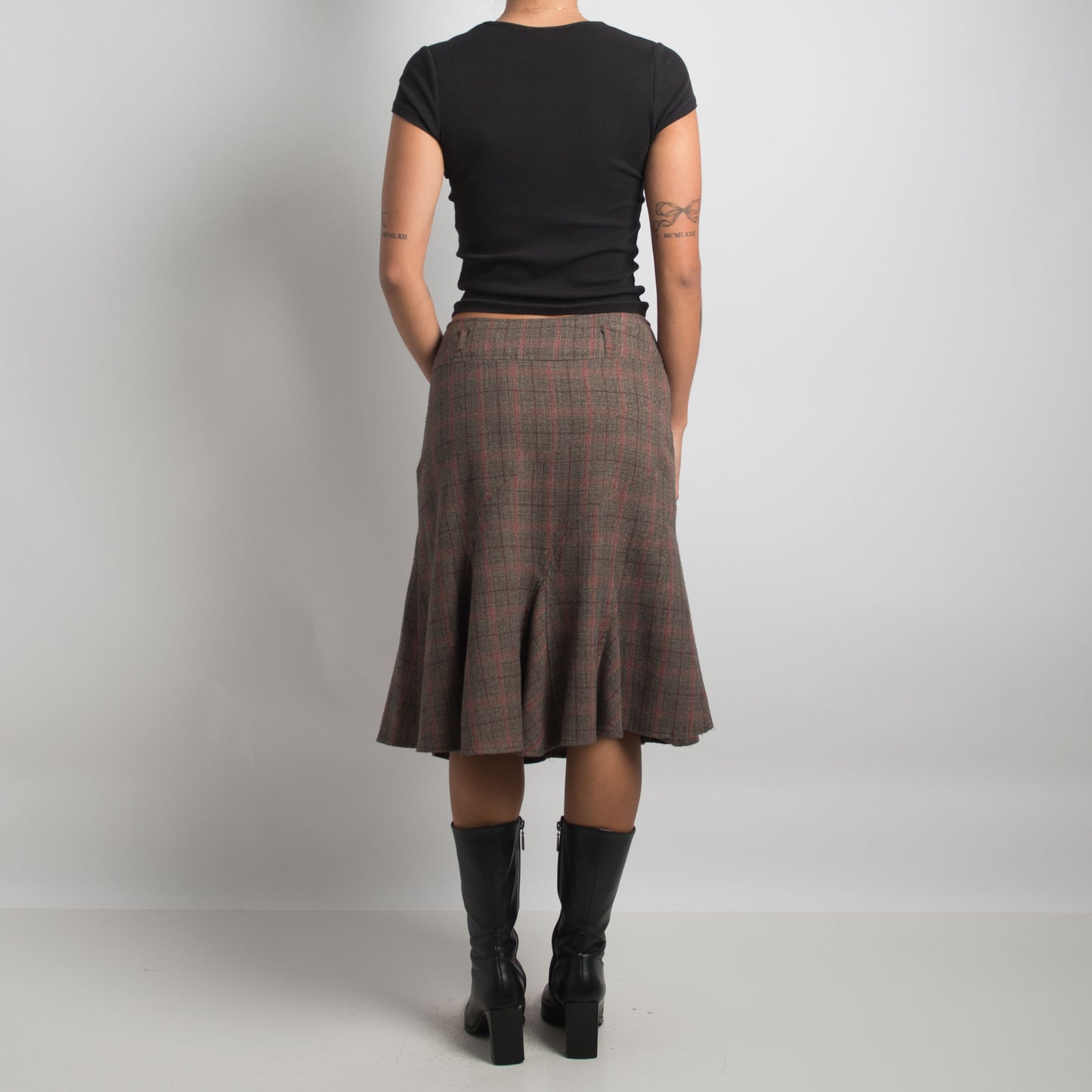 PLAID MIDI SKIRT