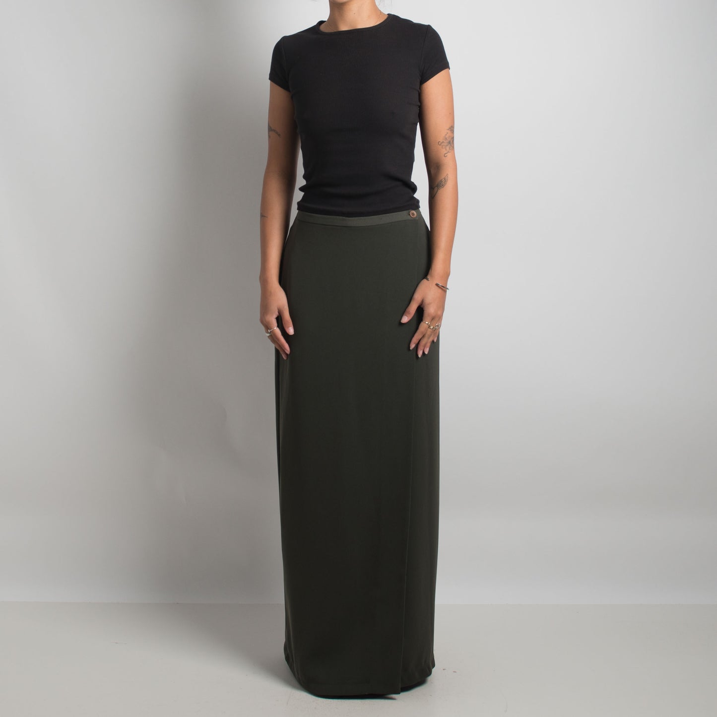 KHAKI GREEN MAXI SKIRT