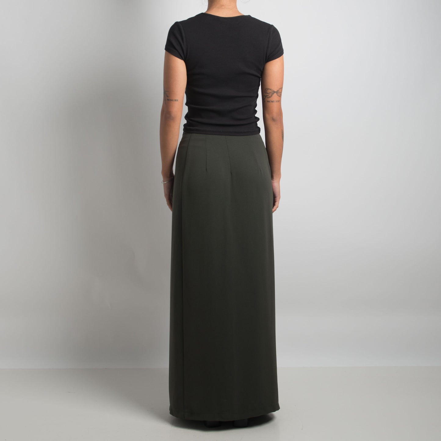 KHAKI GREEN MAXI SKIRT