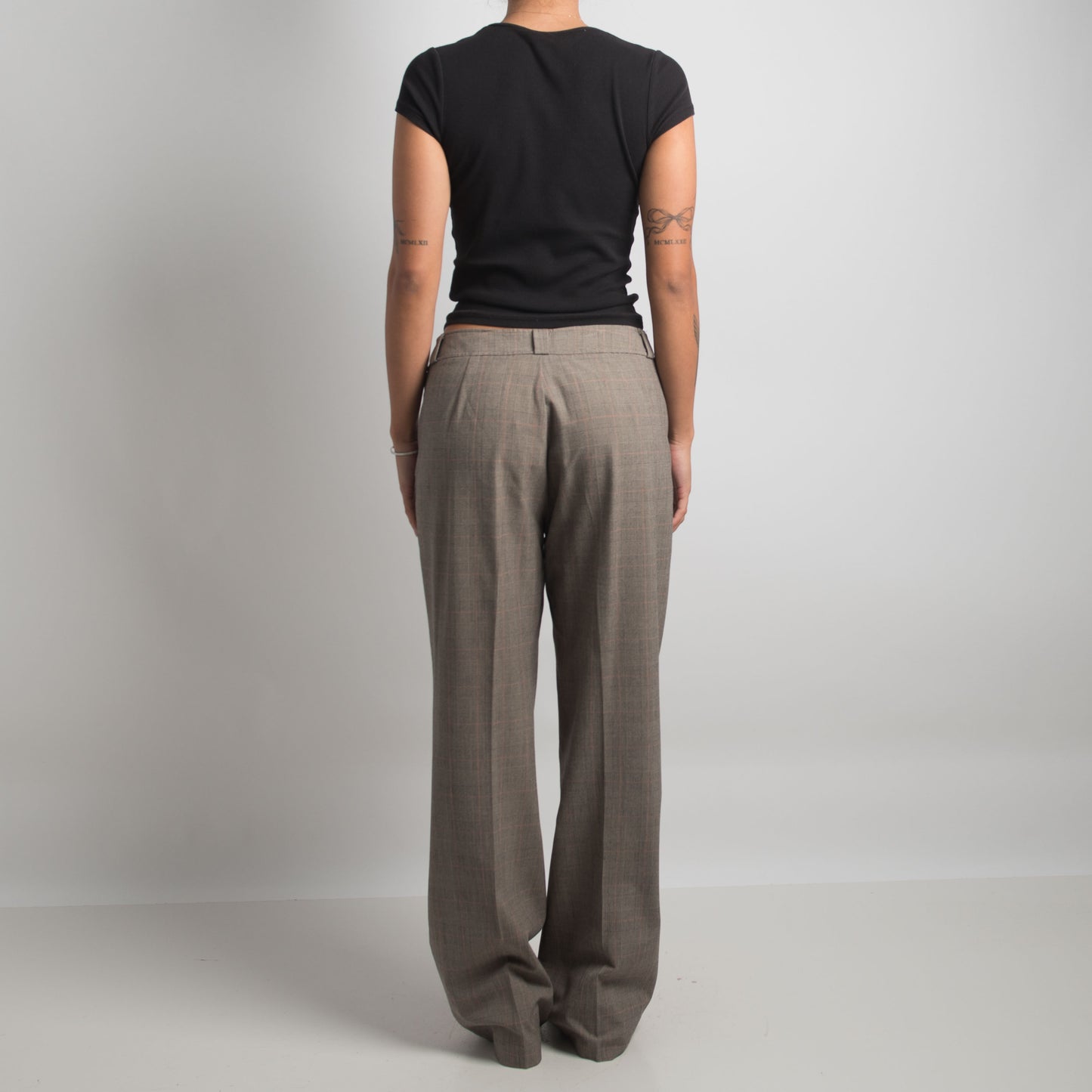 PANTALON À CARREAUX MARRON