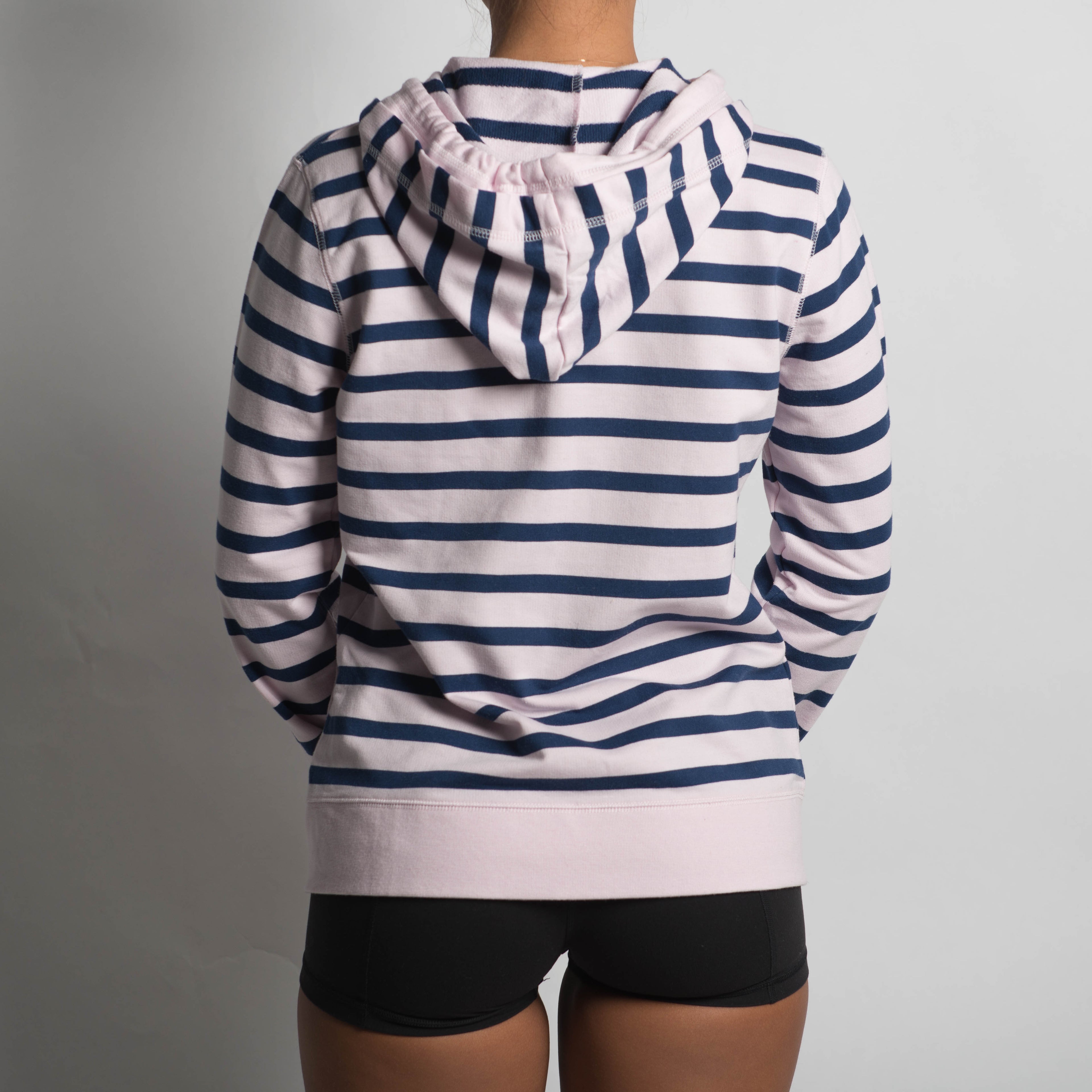 PINK STRIPE ZIP HOODIE