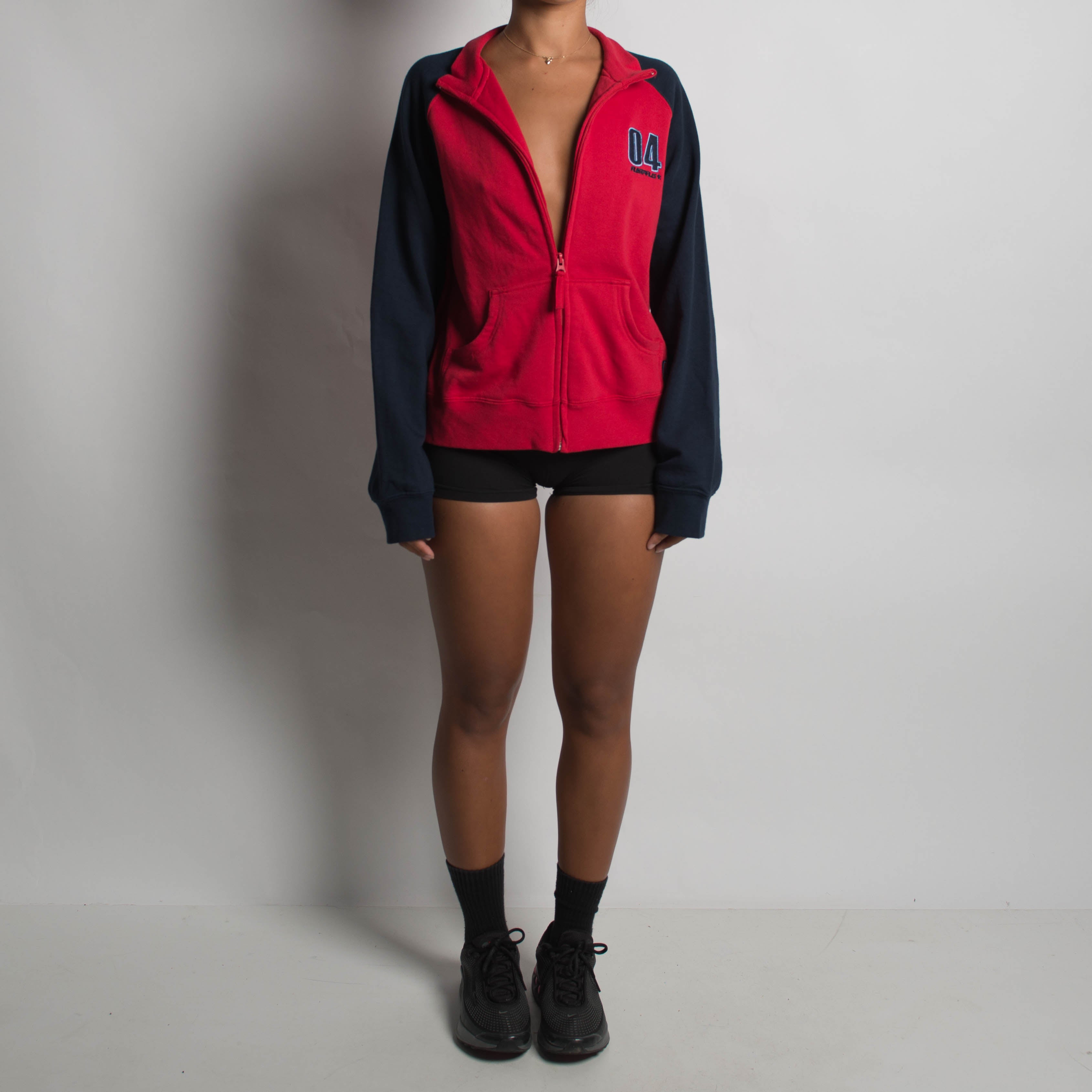 RED RAGLAN ZIP JACKET