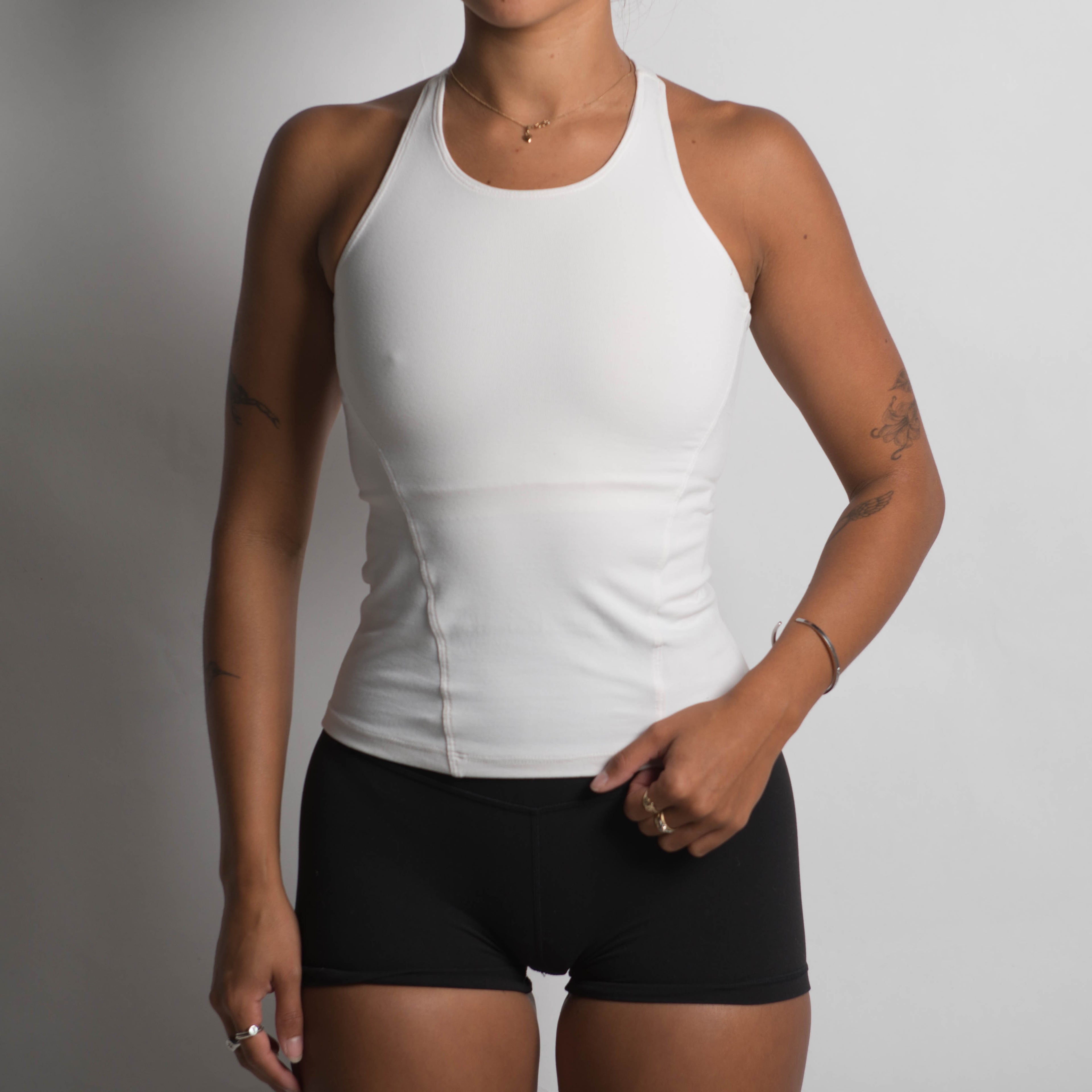 WHITE RACERBACK TANK TOP