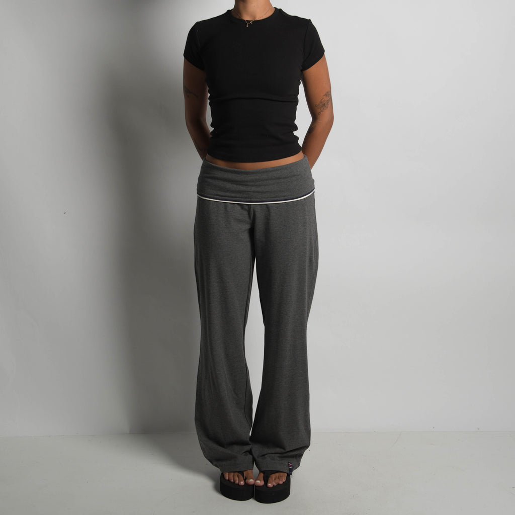 GREY FOLD OVER FLARE PANTS