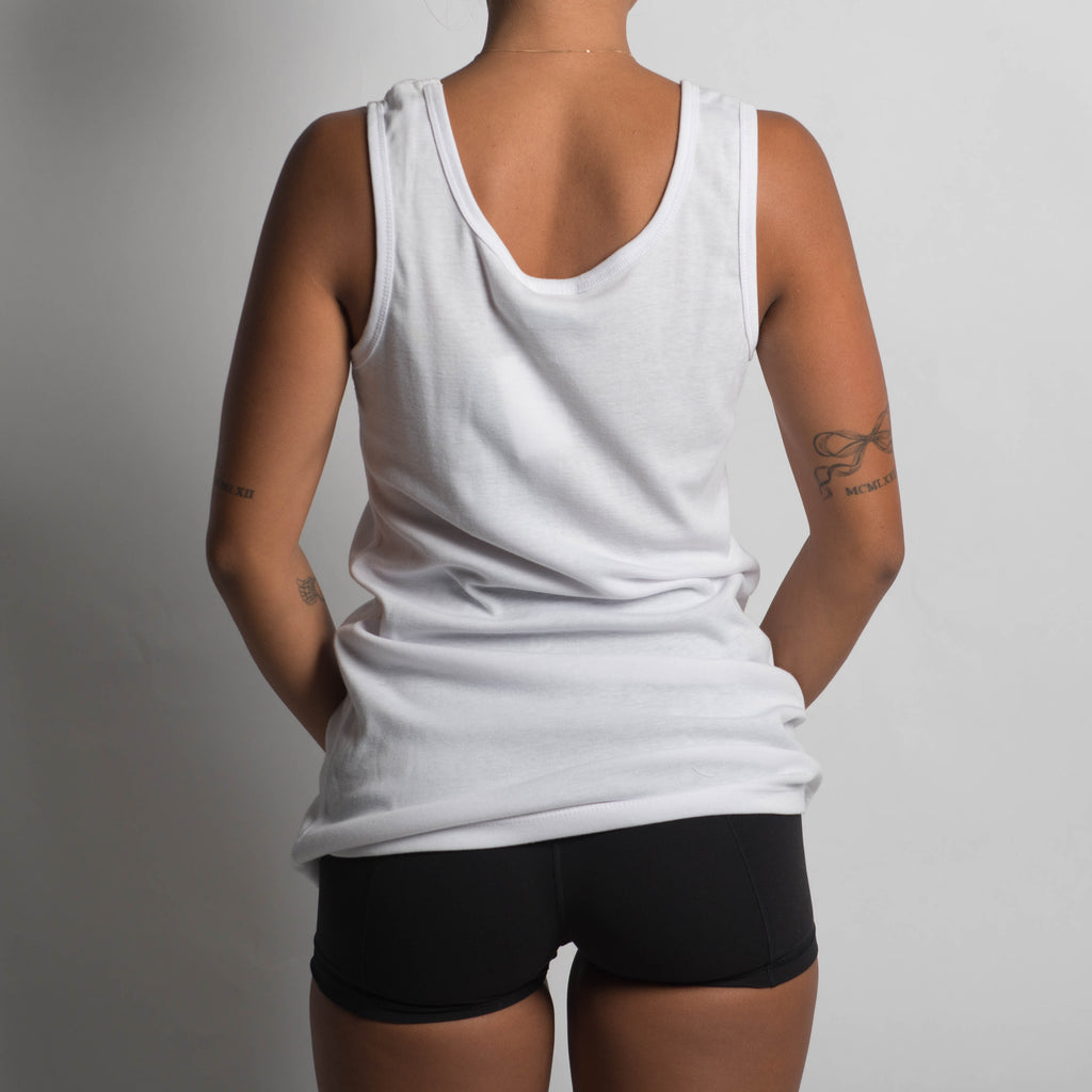 WHITE LONGLINE TANK TOP