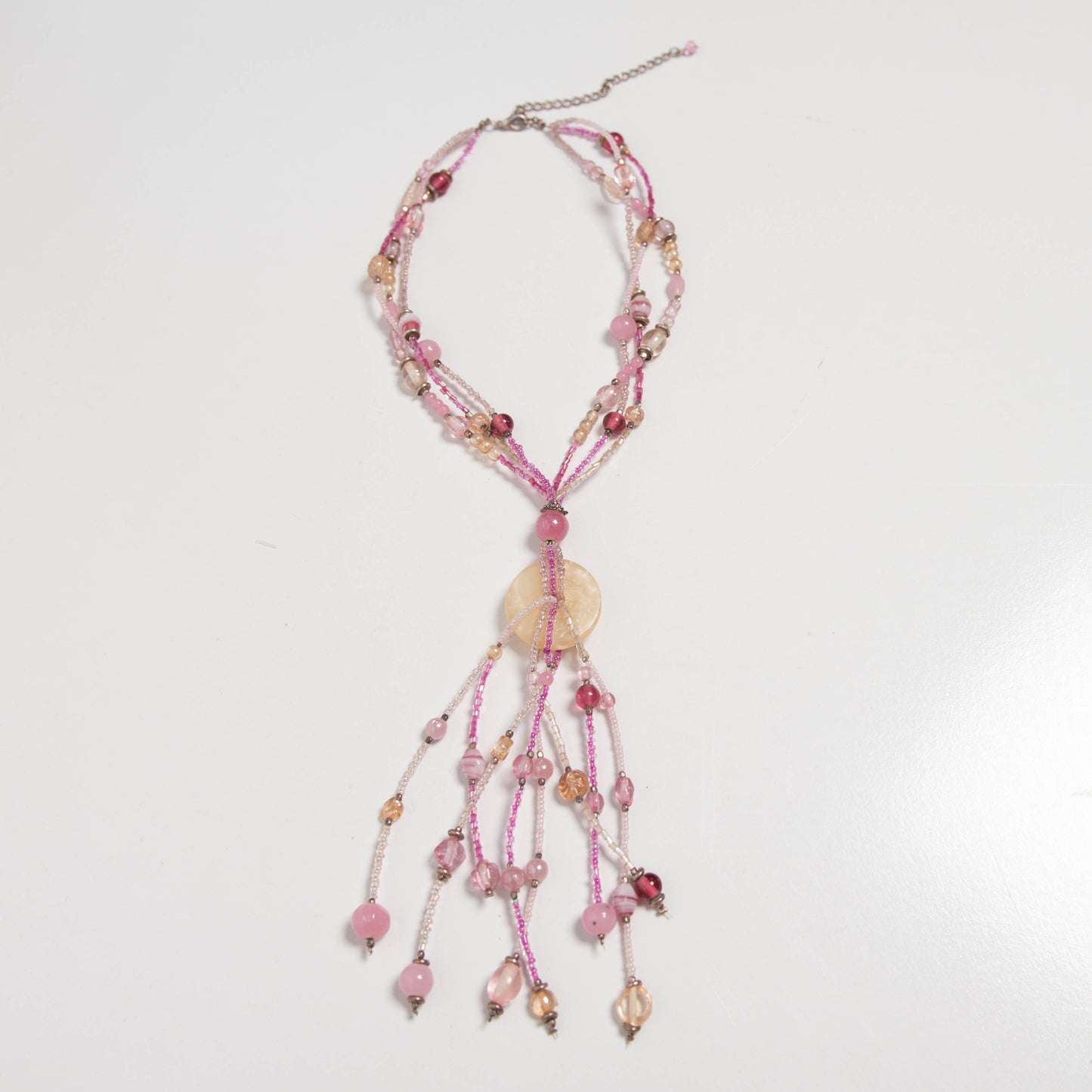 PINK LAYERED BEAD NECKLACE