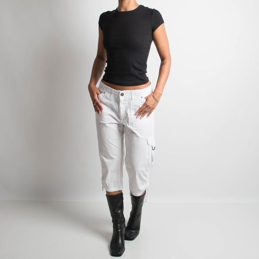 WHITE CAPRI UTILITY PANTS