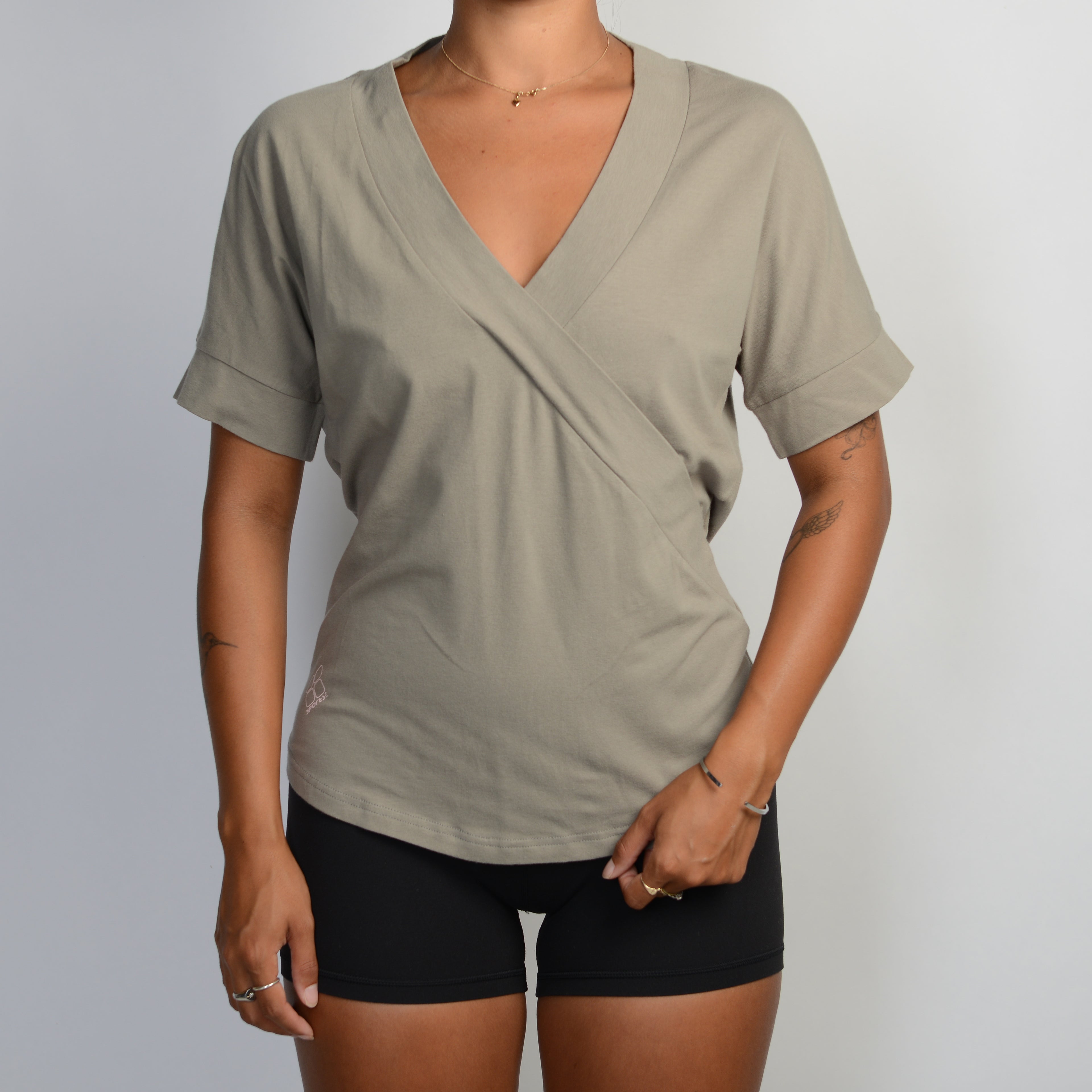 SAGE FAUX WRAP TOP