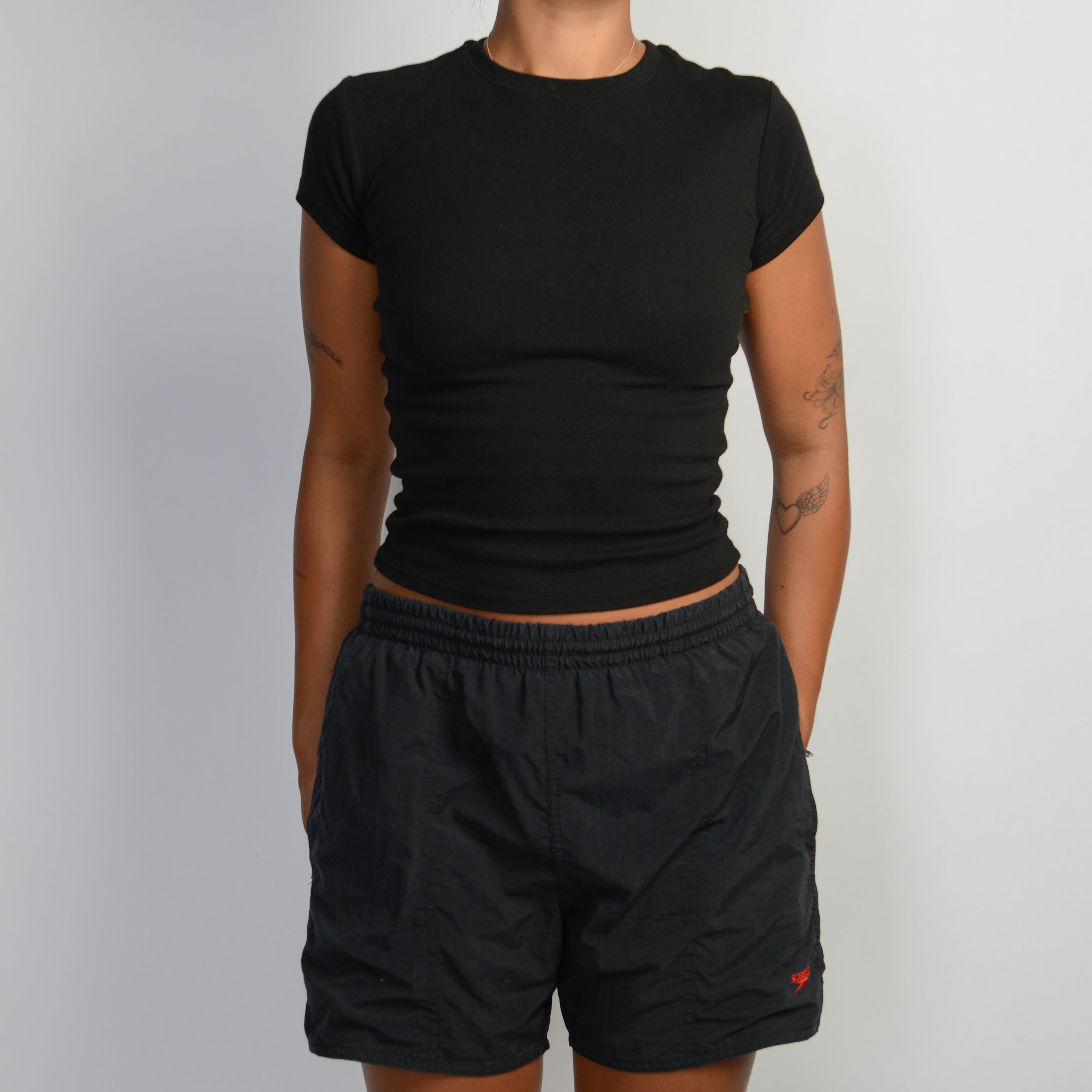 BLACK NYLON SHORTS