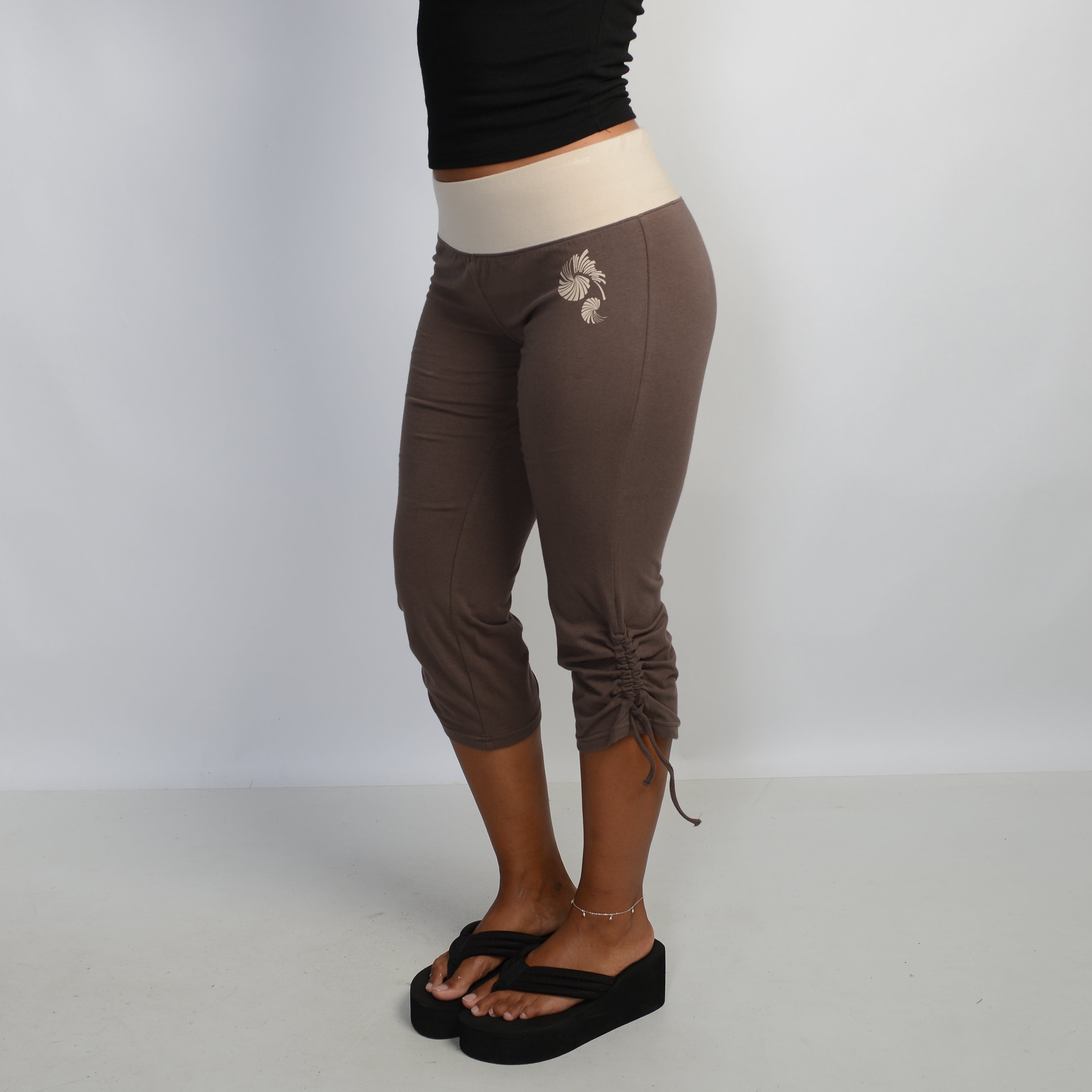 BROWN CROP COTTON TIGHTS