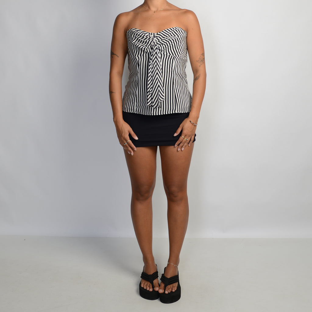 B&W STRIPE STRAPLESS TOP
